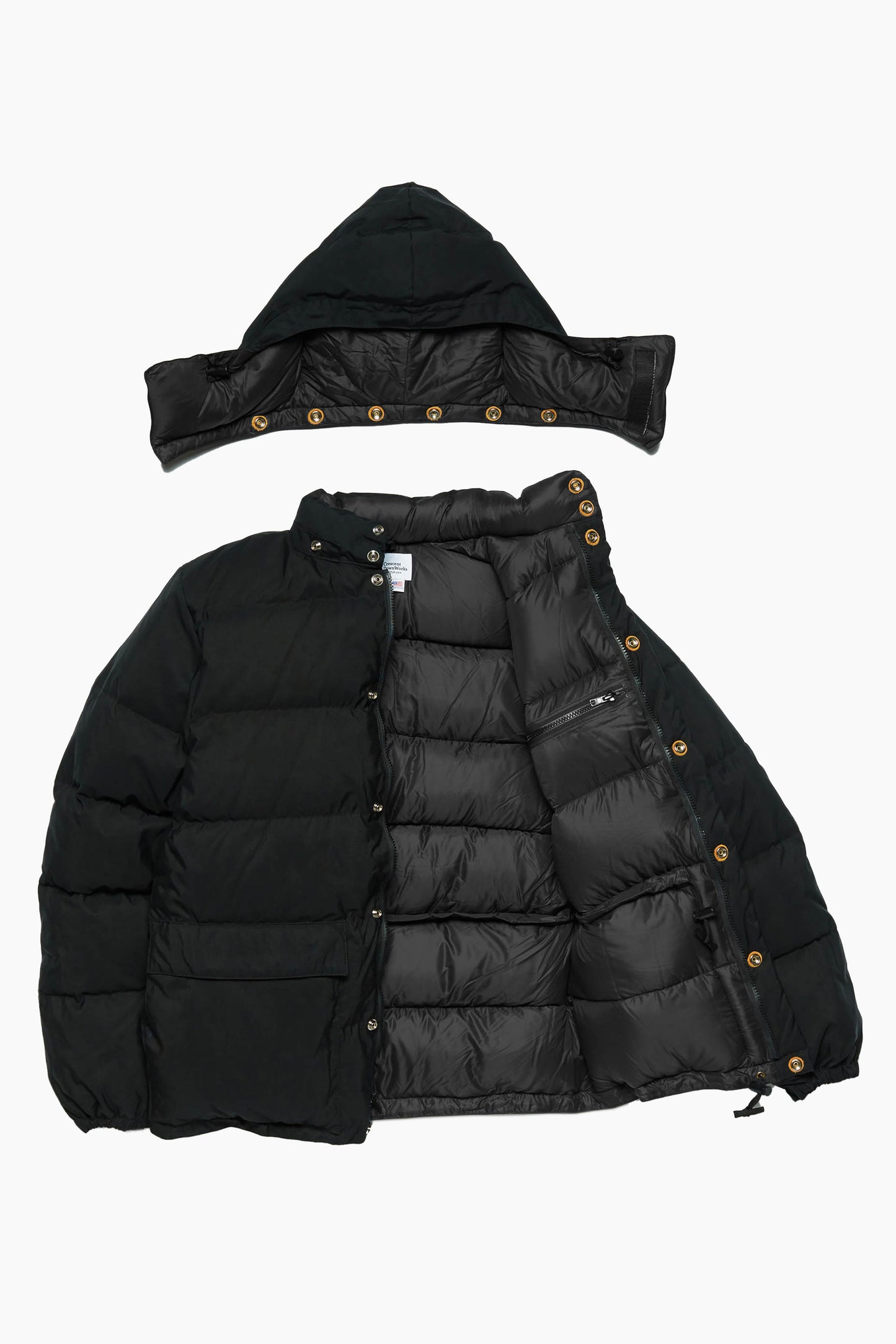Down jacket with removable hood - Black
