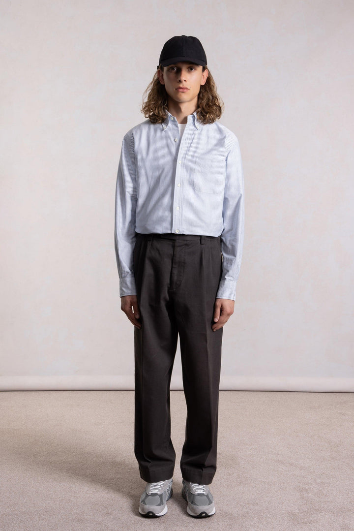 'Vintage Ivy' overhemd - Blauw gestreept Oxford