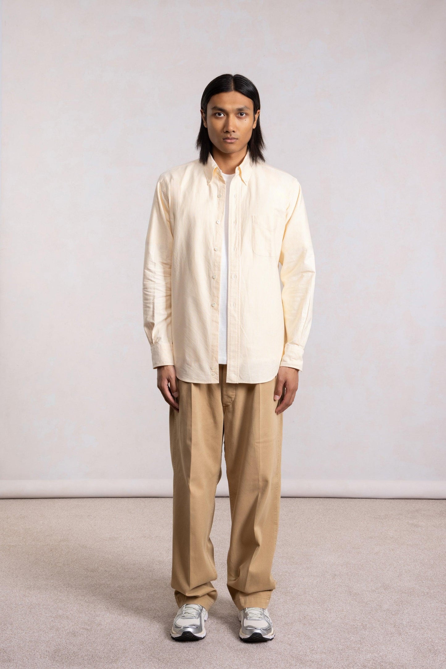 'Vintage Ivy' Oxford Shirt - Yellow Stripes