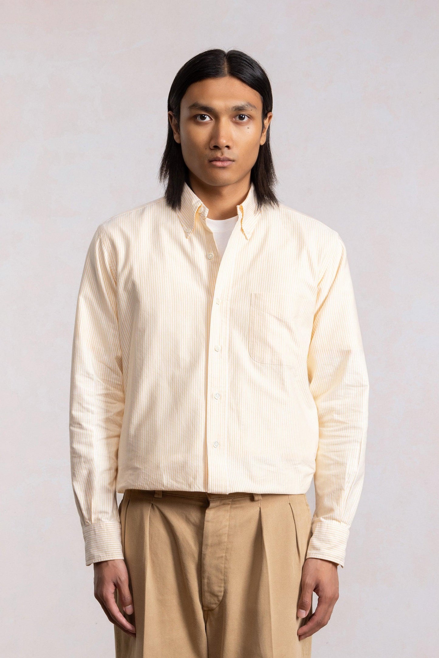 'Vintage Ivy' Oxford Shirt - Yellow Stripes