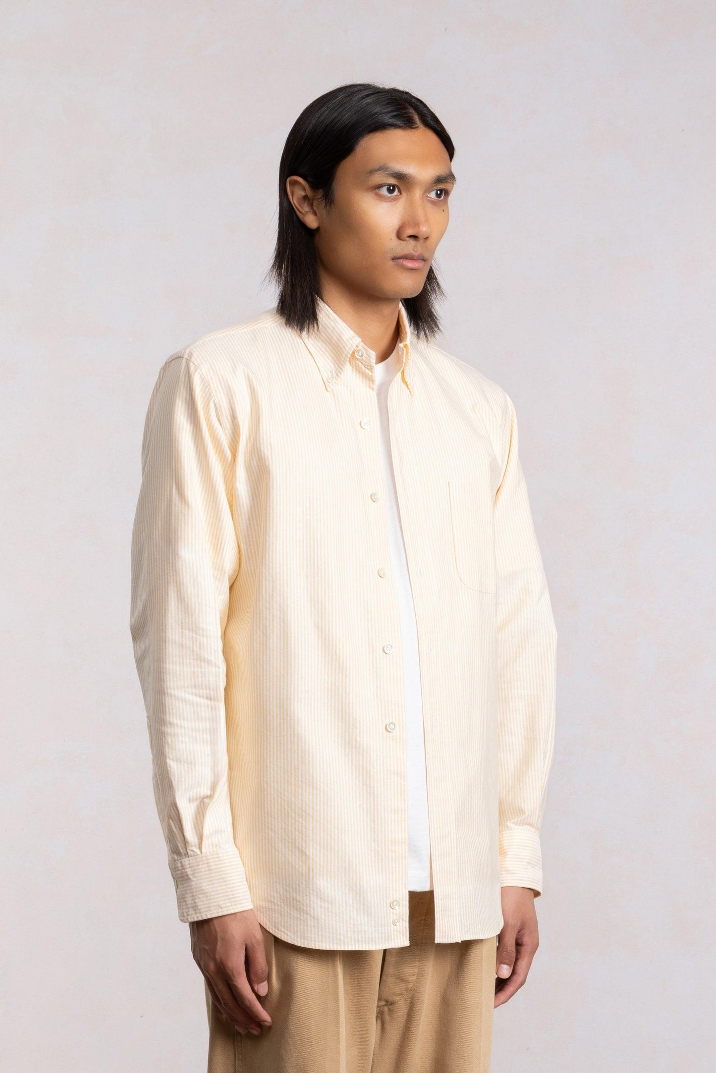 'Vintage Ivy' Oxford Shirt - Yellow Stripes
