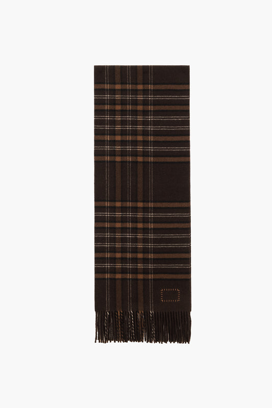 Brown Wool Checked Scarf