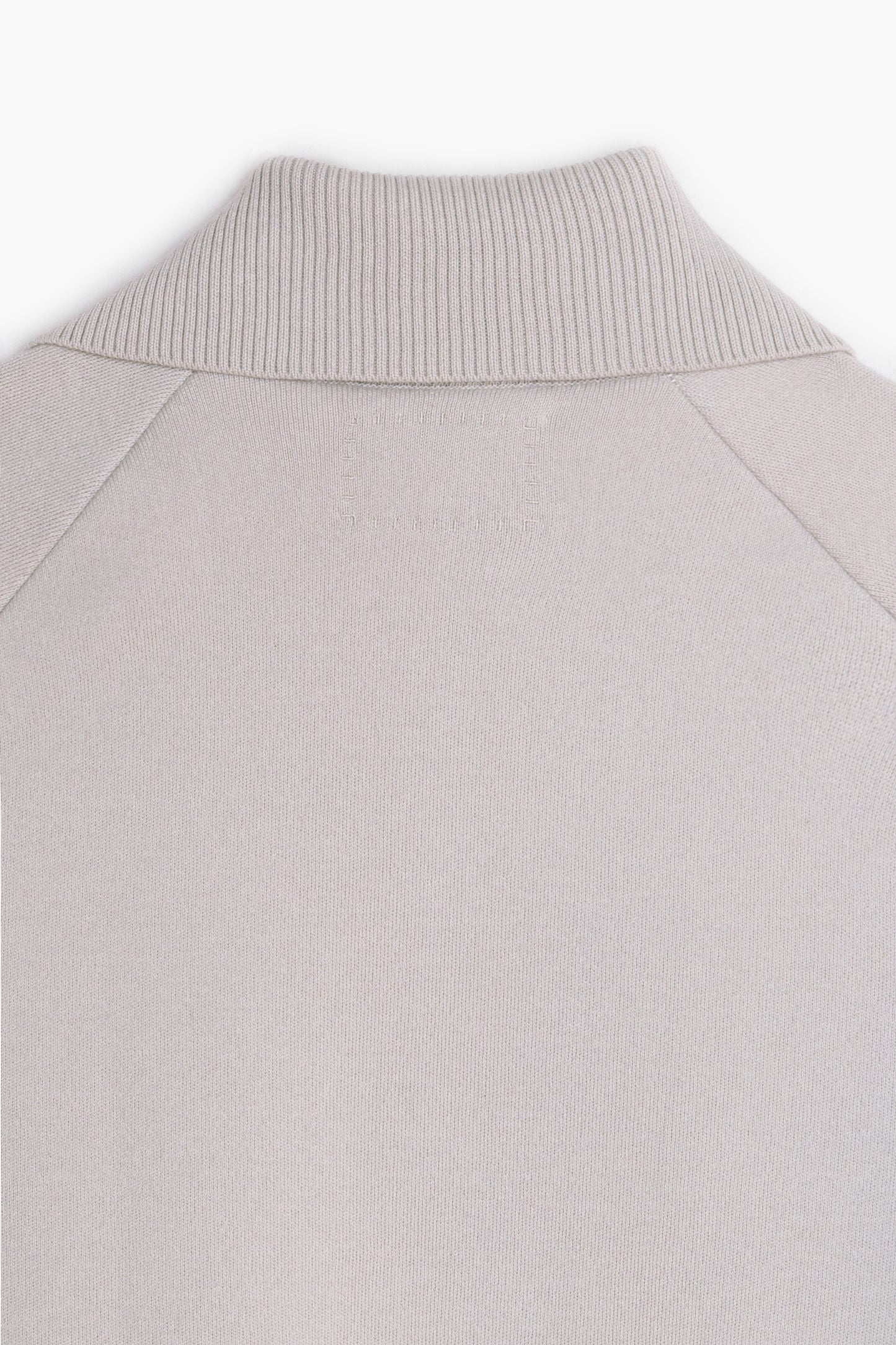 Zipped Polo Raglan - Light Grey Melange