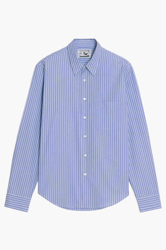 Corporate Shirt - Popeline de coton rayée Bleu/Blanc