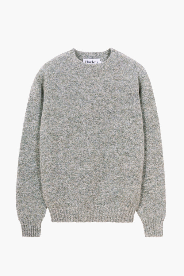 Mouliné Wol Shaggy Dog Trui - Groen/Wit