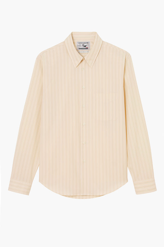 Corporate Shirt - Popeline de coton rayée Vanille/Blanc