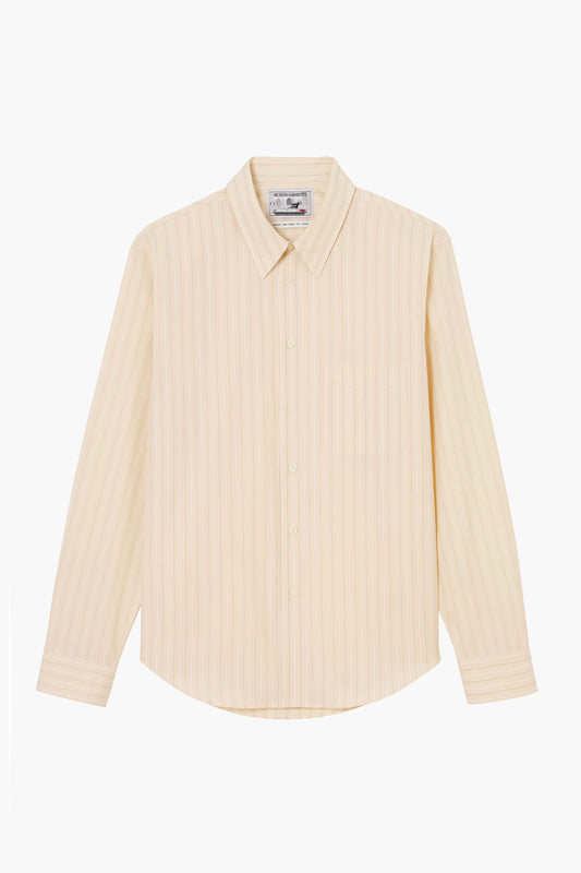 Corporate Shirt - Popeline de coton rayée Vanille/Blanc