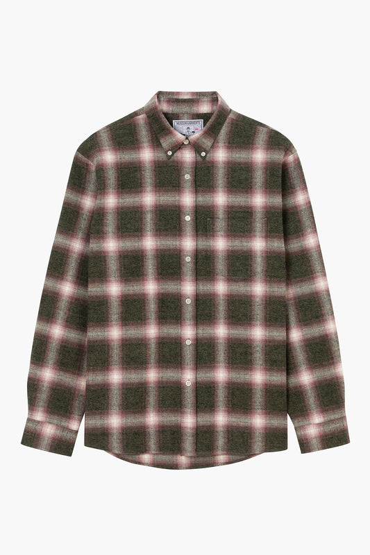 Dad's shirt - Flanelle de coton à carreaux Vert/Rouge