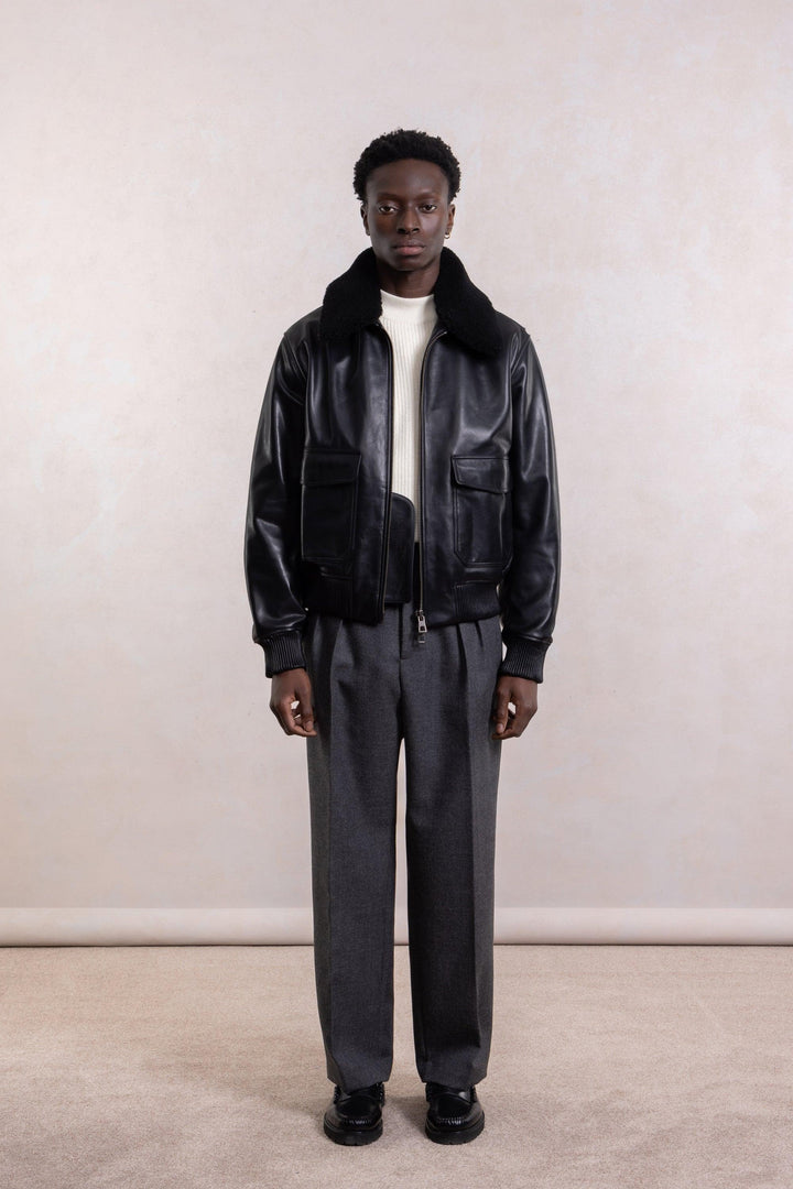 Flight Jacket leder - Zwart