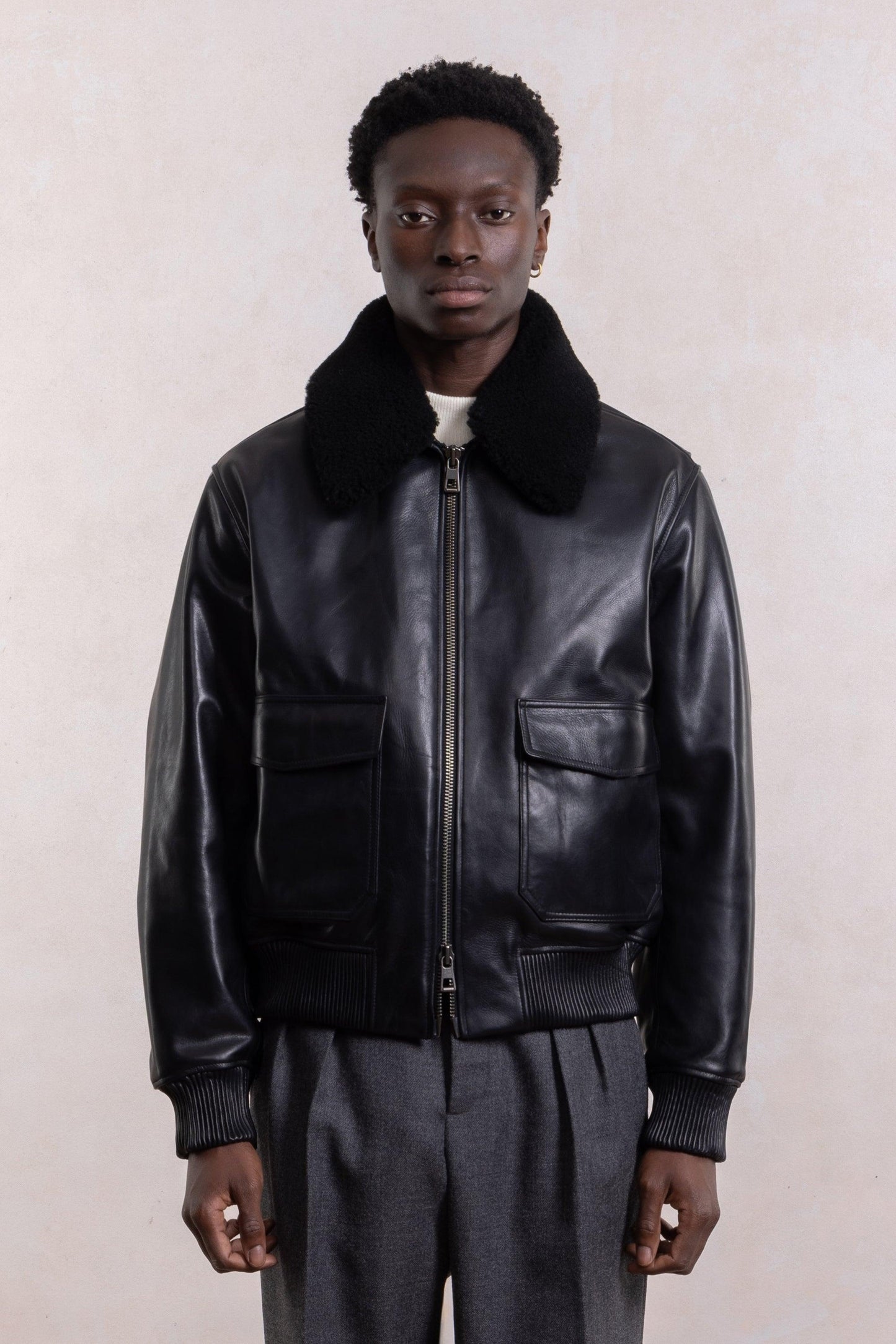 Flight Jacket en Cuir - Noir