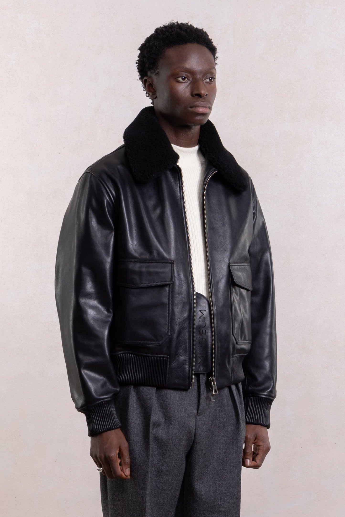 Flight Jacket en Cuir - Noir