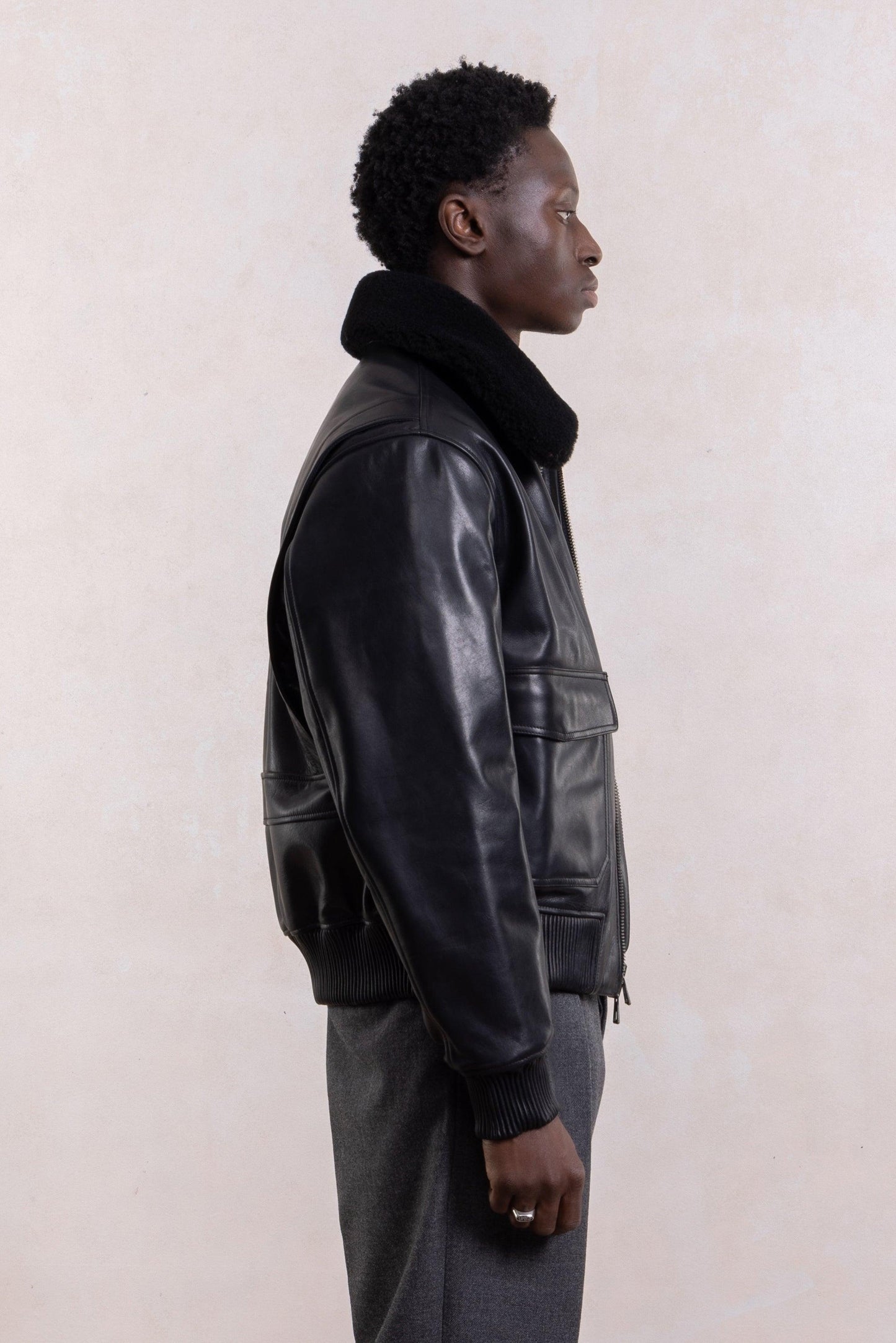 Flight Jacket en Cuir - Noir
