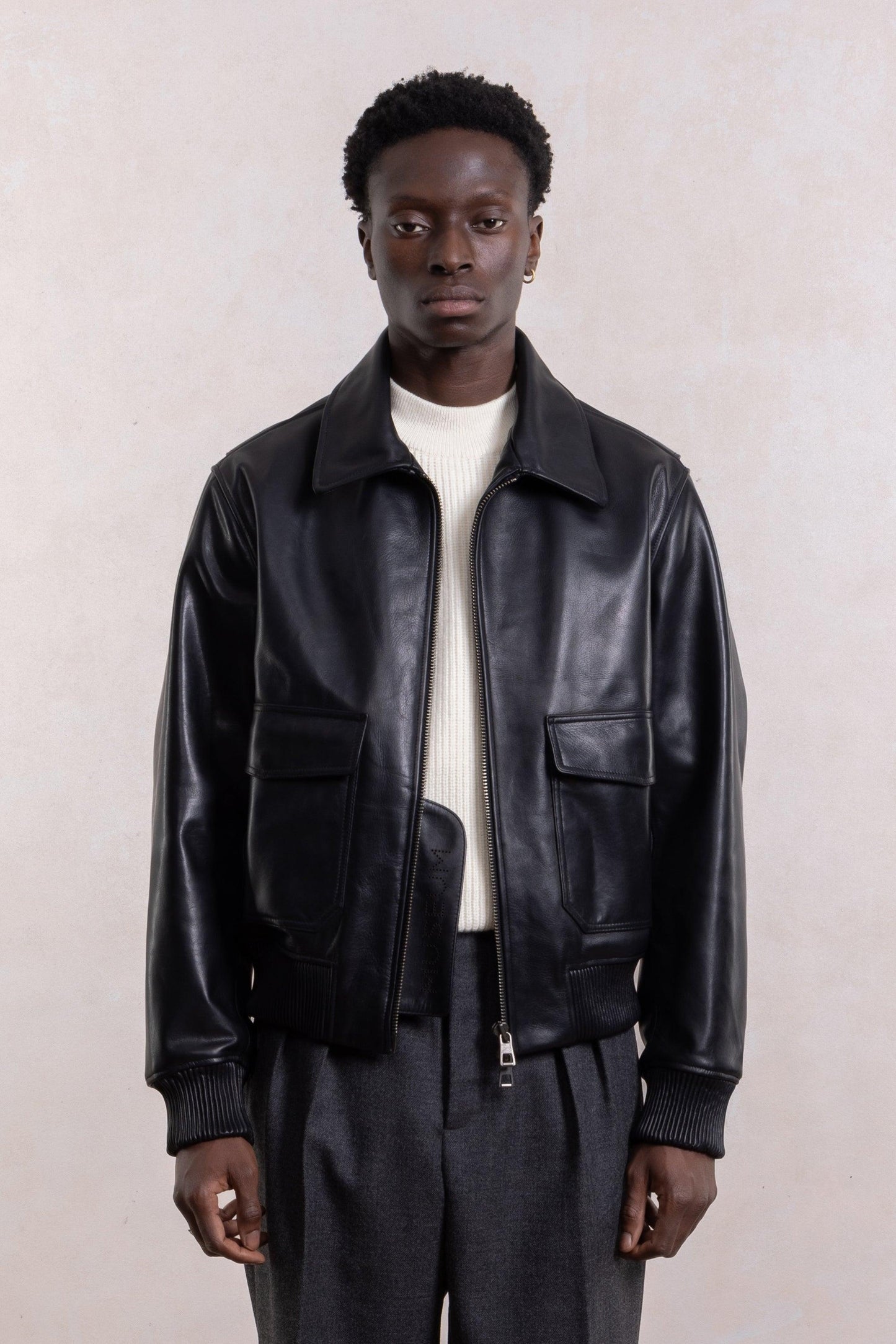 Flight Jacket en Cuir - Noir