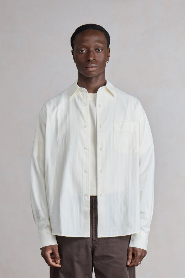 Made shirt - Ecru strepen met textuur