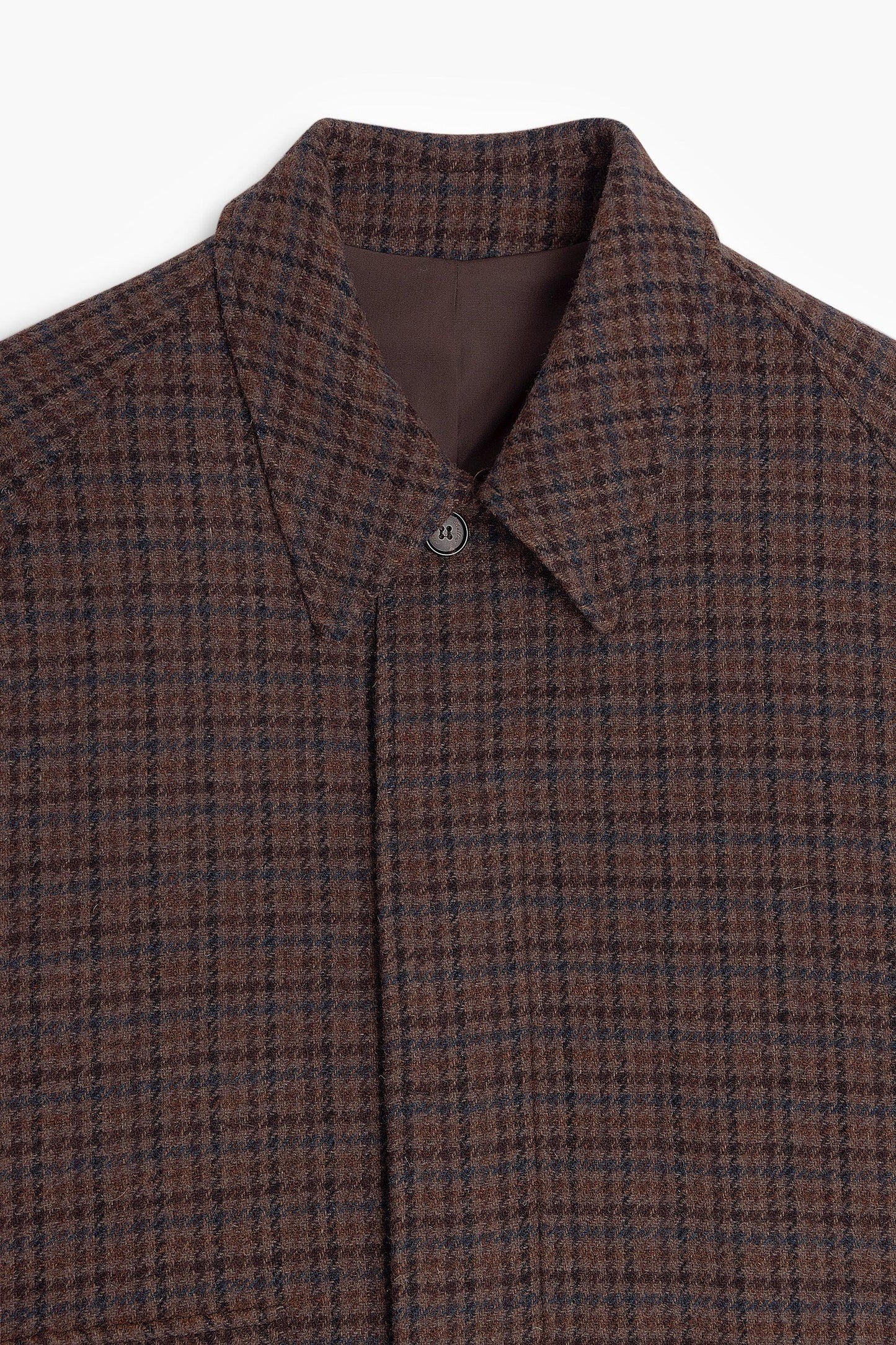 Manteau Balmacaan en laine - Pied de poule Marron