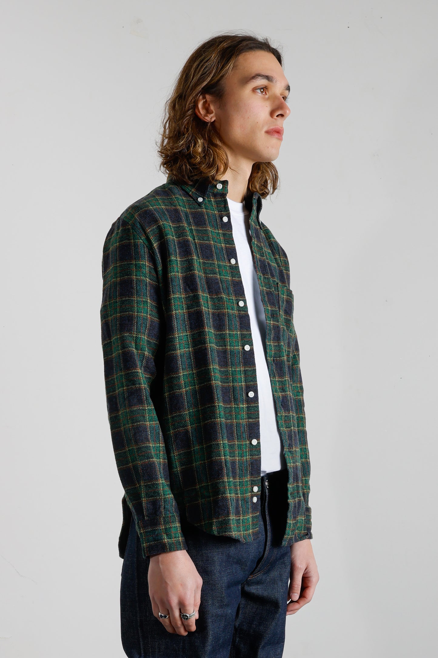 Chemise en flanelle tweed à carreaux - Vert
