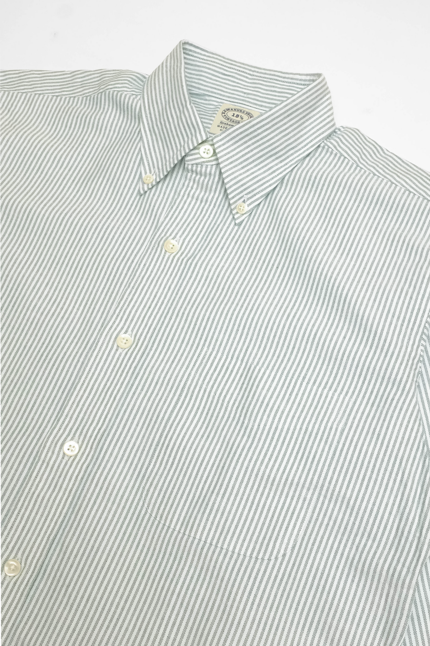 'Vintage Ivy' Shirt in green striped oxford