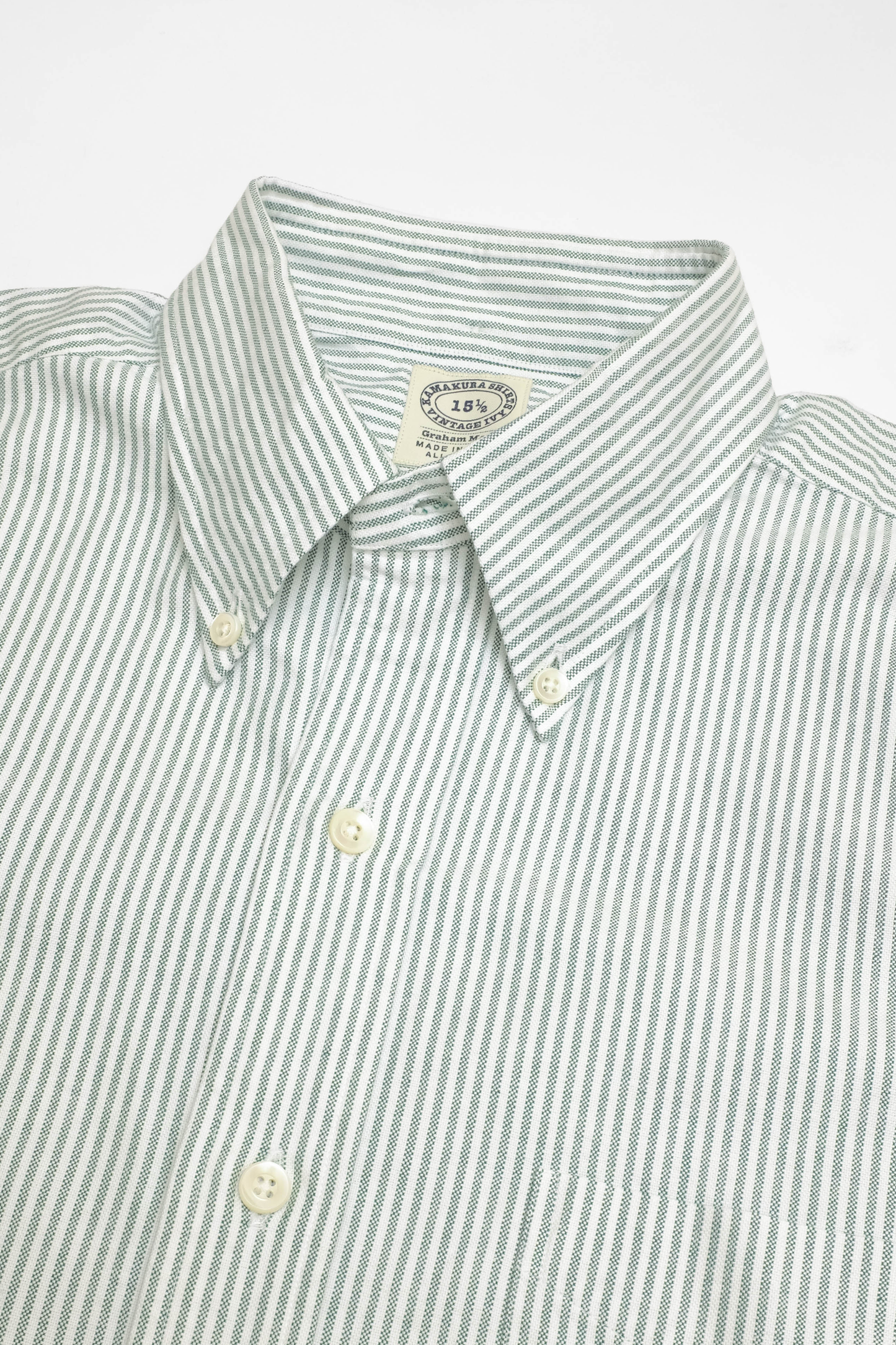 'Vintage Ivy' Shirt in green striped oxford