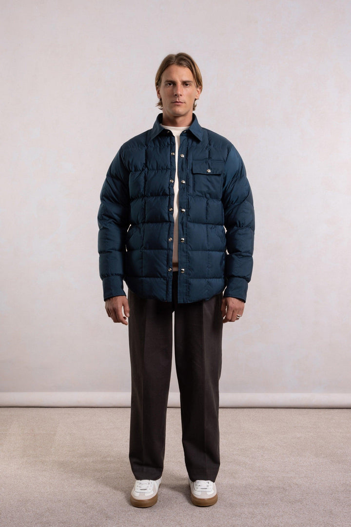 Overshirt donsjack - marineblauw/oranje
