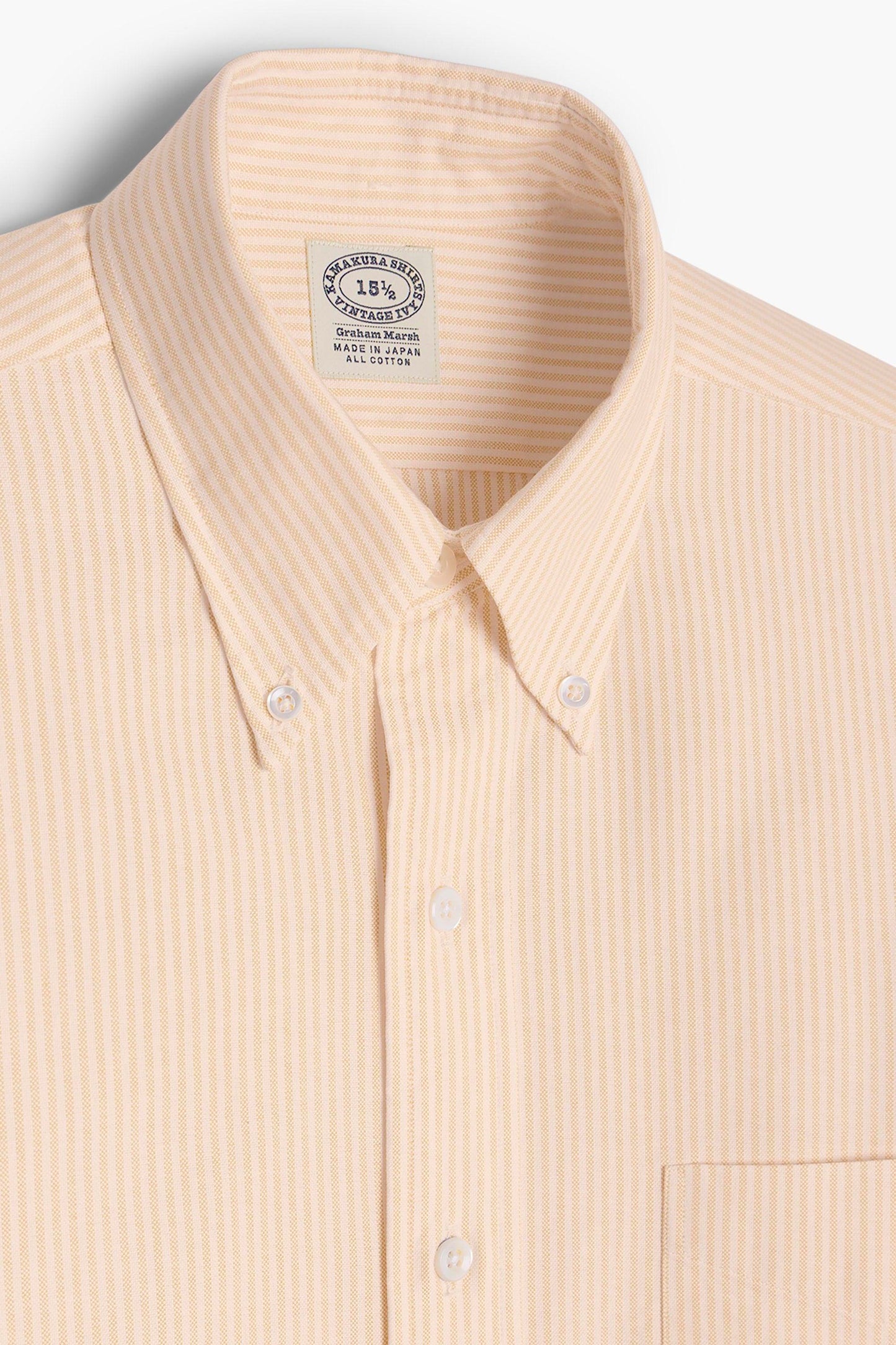'Vintage Ivy' Oxford Shirt - Yellow Stripes