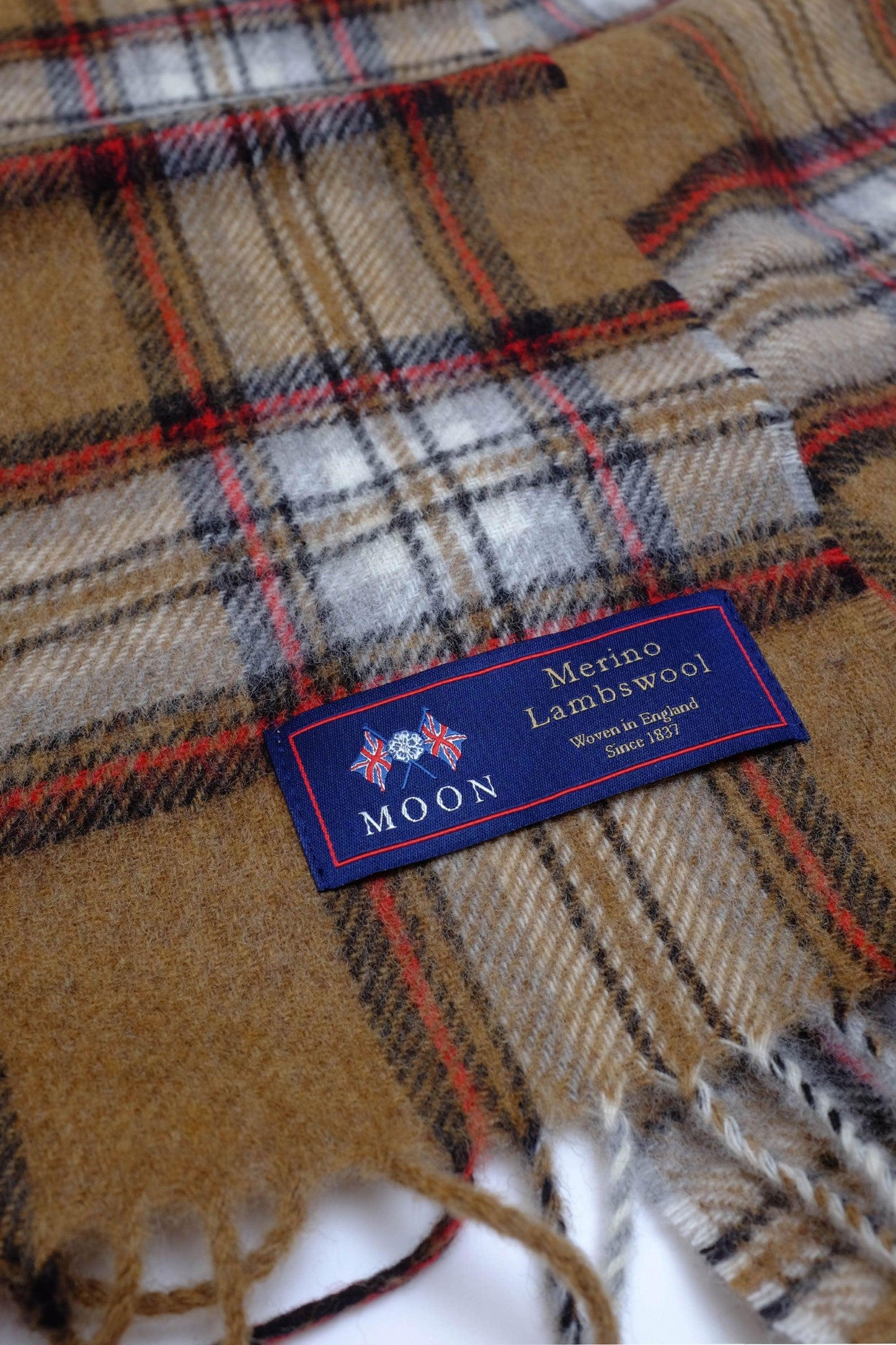 Lambswool Scarf - Camel Stewart Check