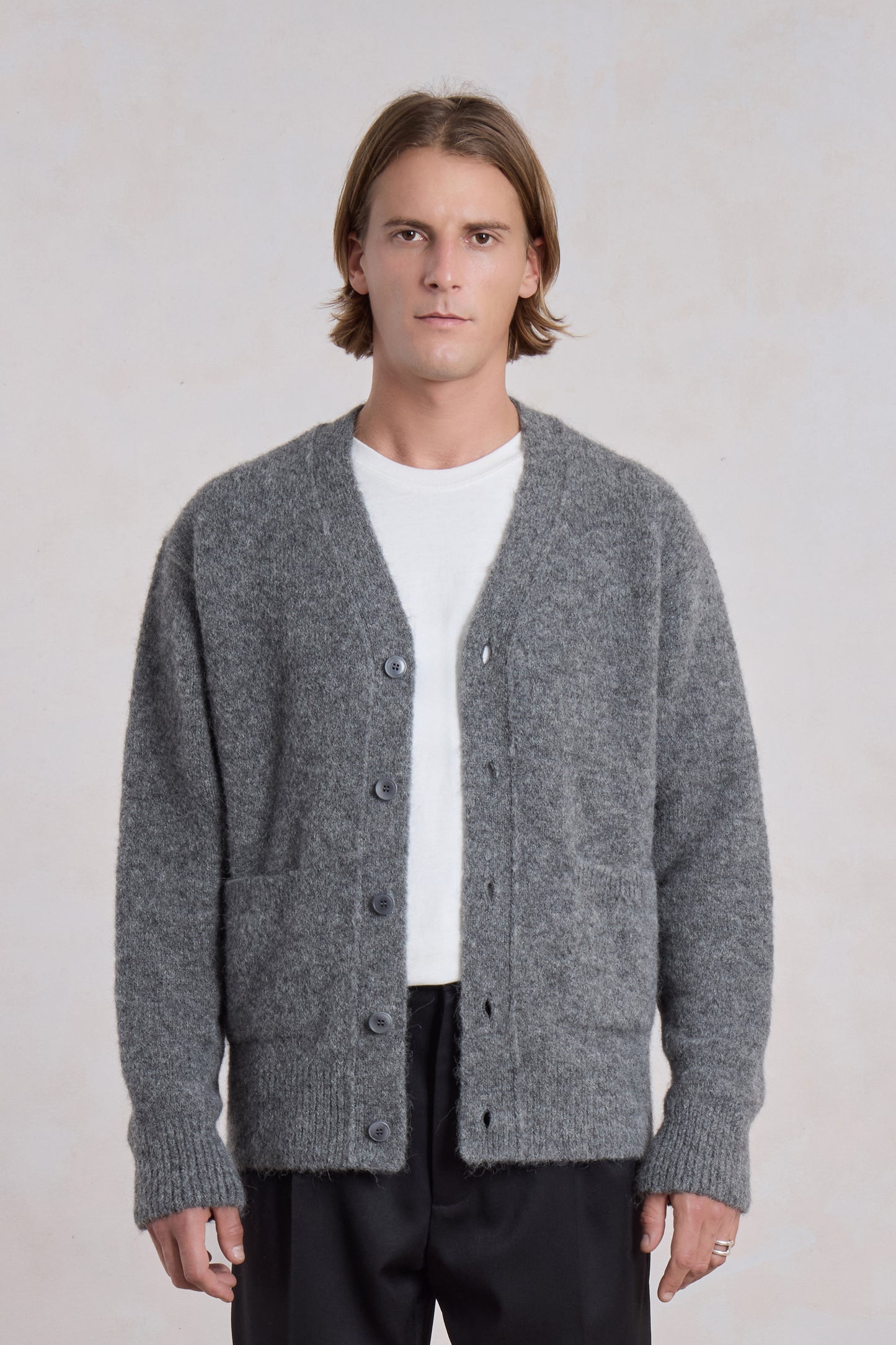Alpaca cardigan - Charcoal gray