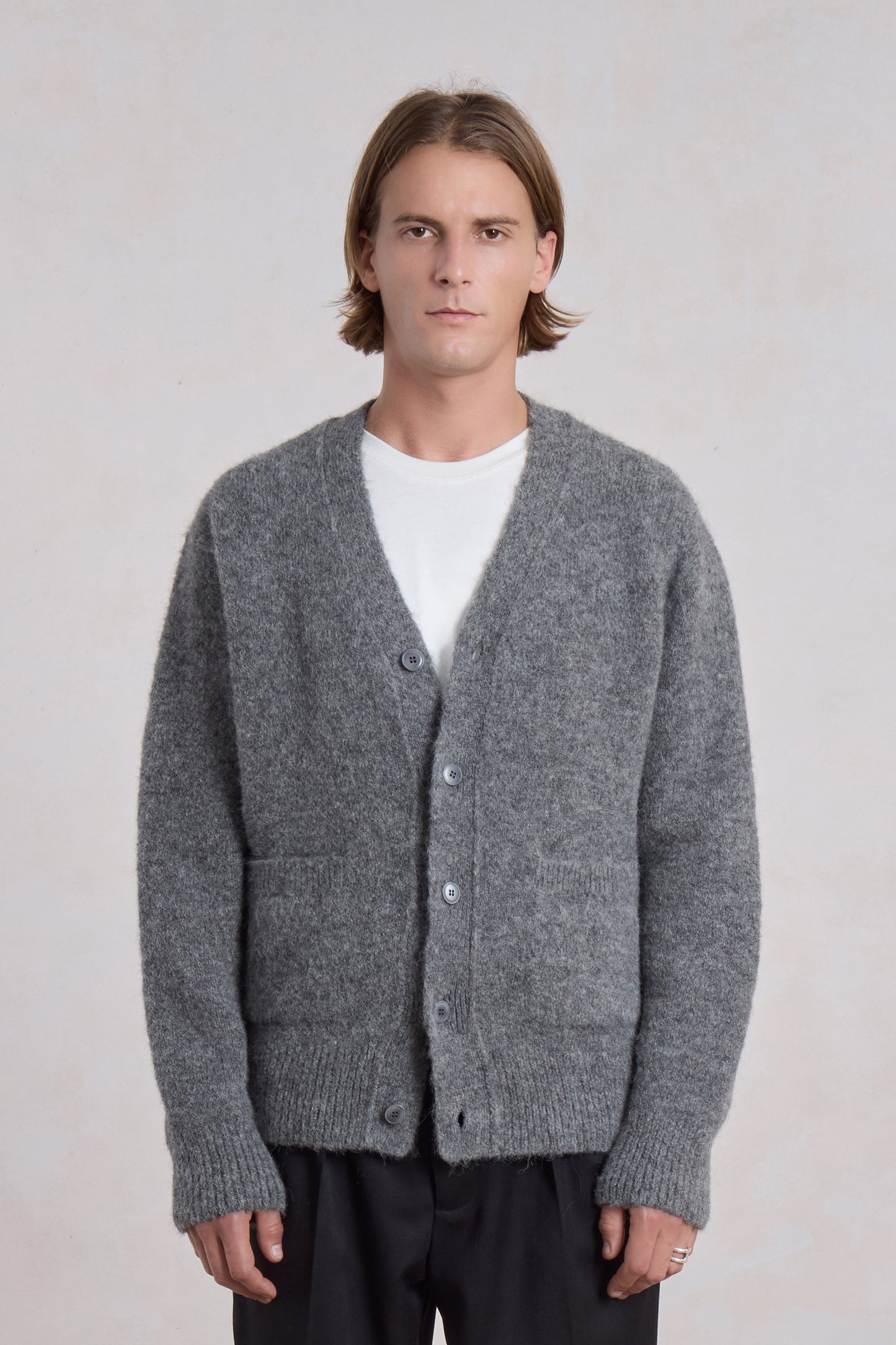 Alpaca cardigan - Charcoal gray