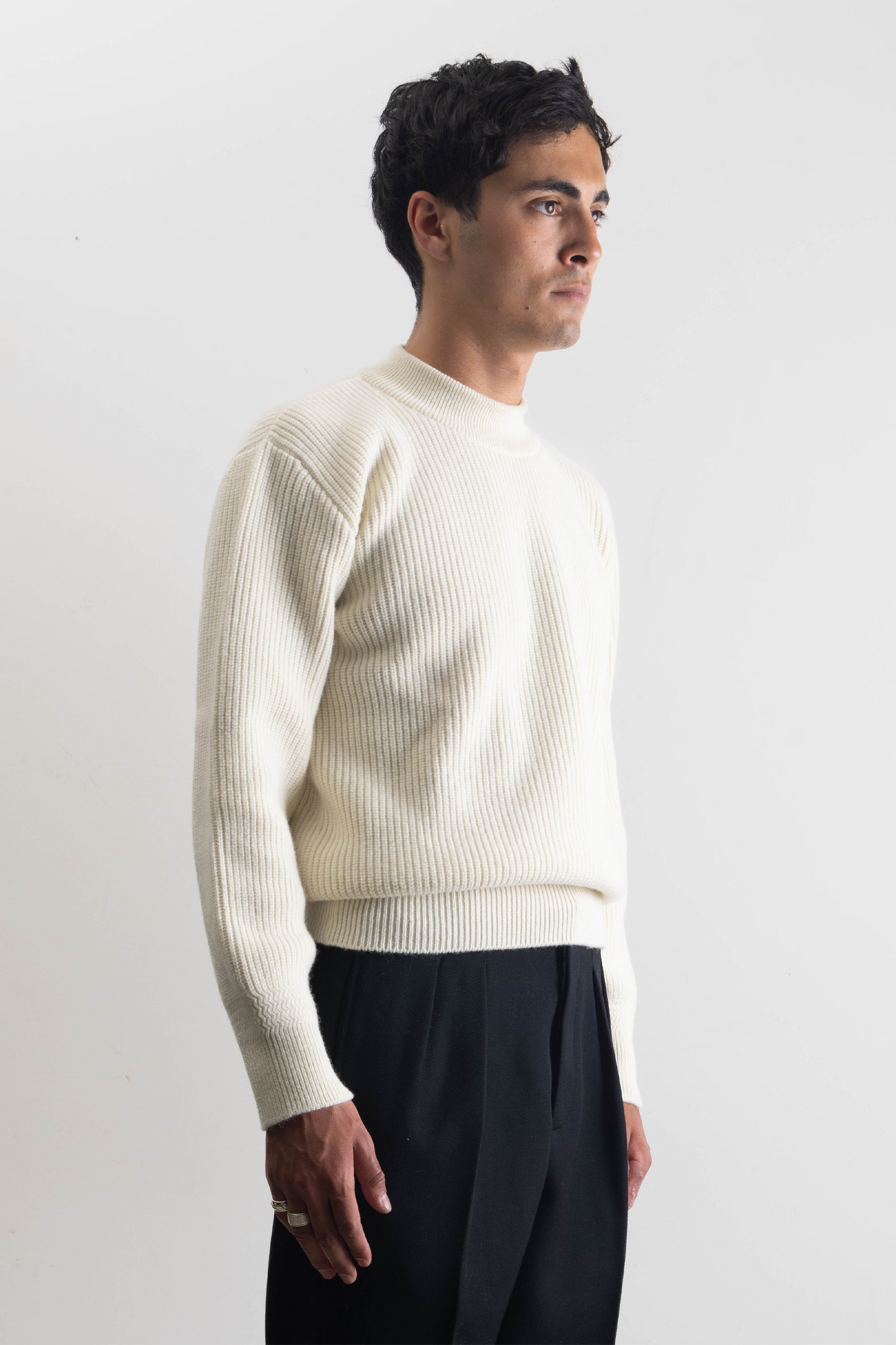 Deck sweater en lambswool Ecru