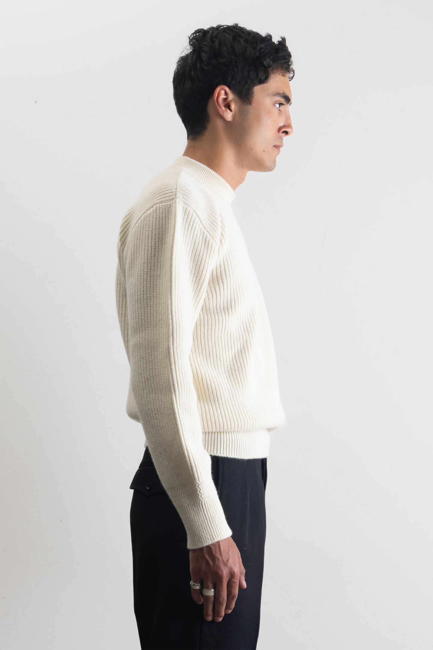 Deck sweater en lambswool Ecru