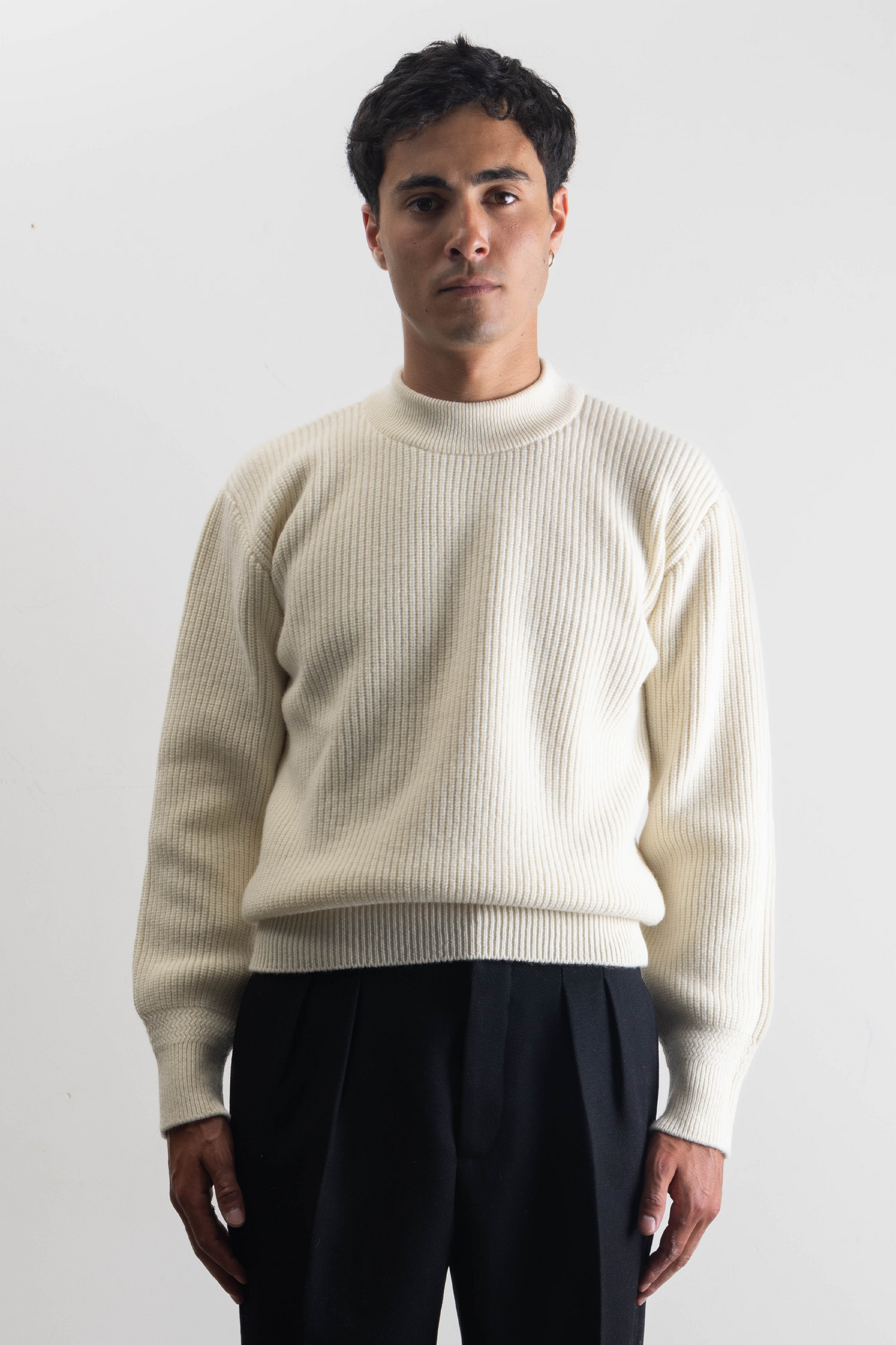 Deck sweater en lambswool Ecru