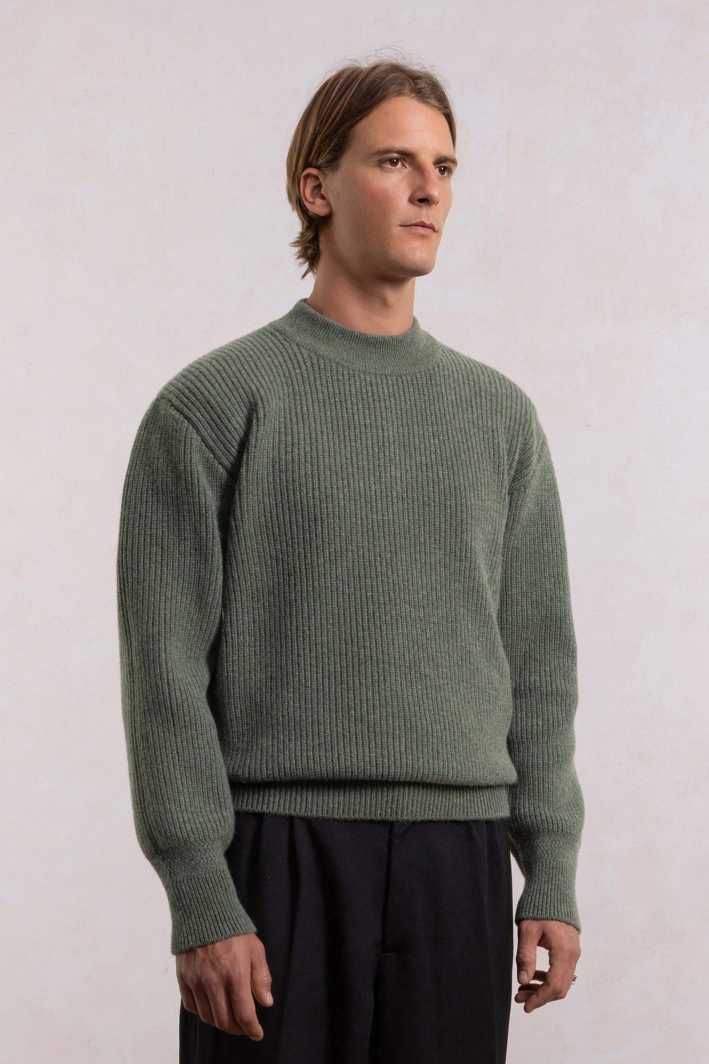 Deck Sweater en laine d'agneau - Sauge