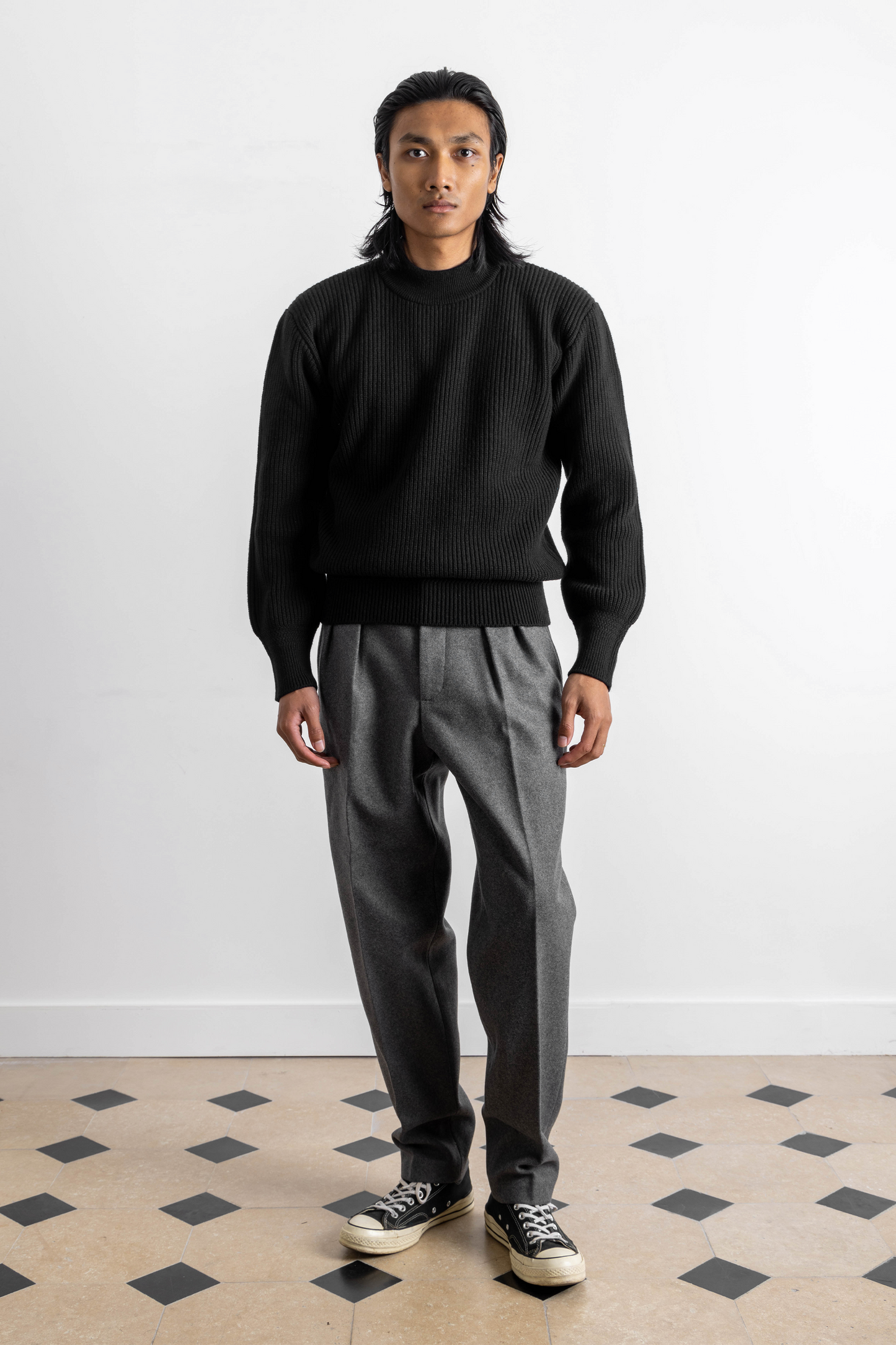 Deck sweater en lambswool Noir