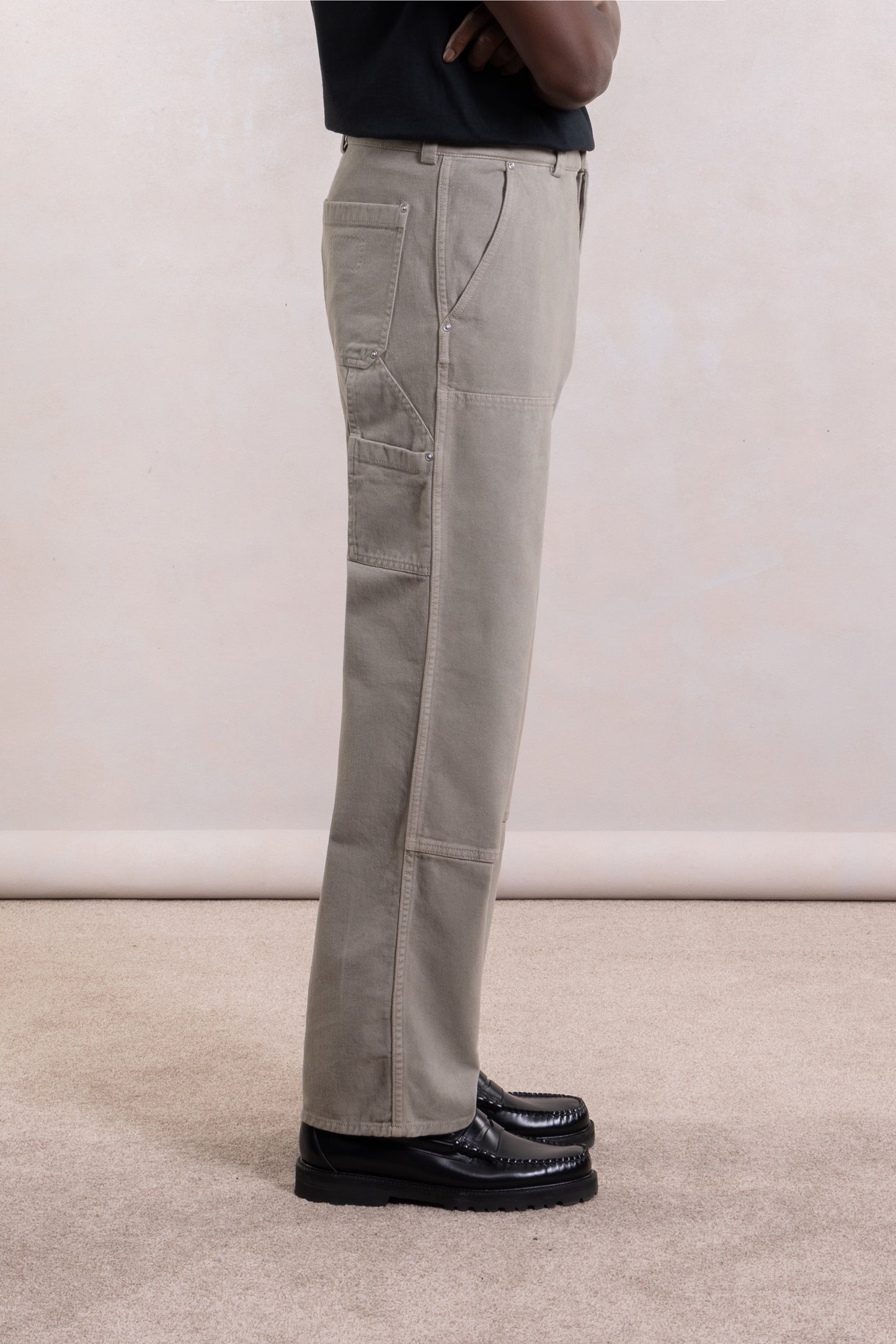Soft Double Knee Pant - Sage Peached Cotton Twill