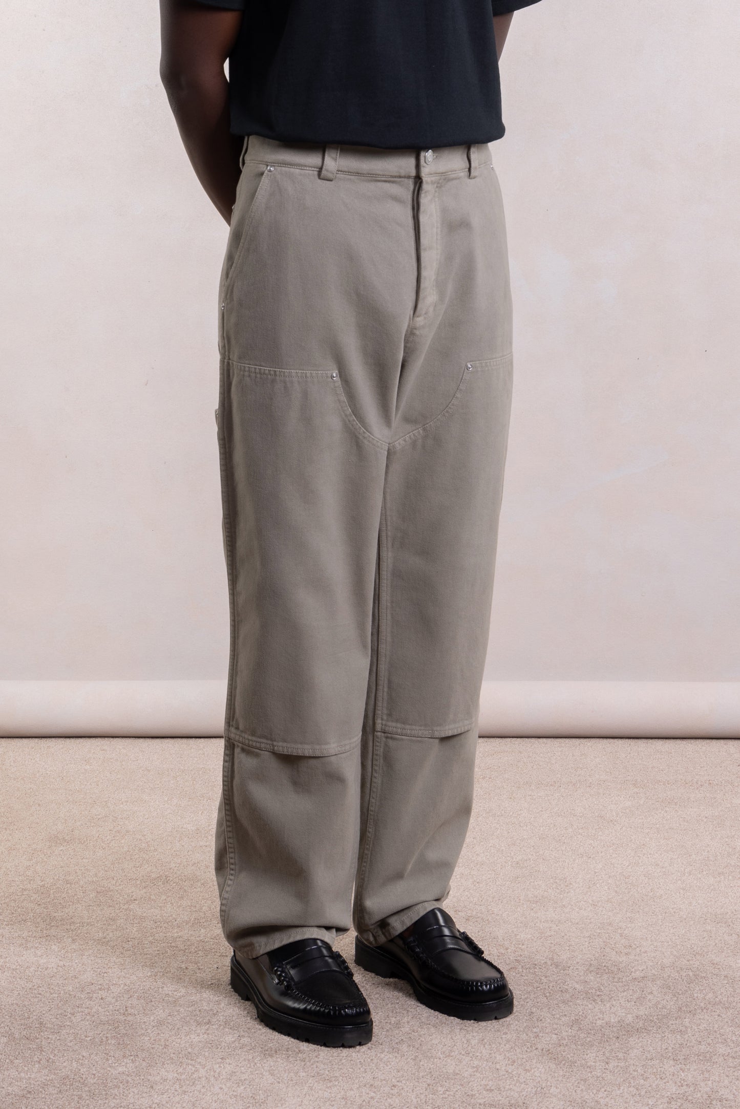 Soft Double Knee Pant - Sage Peached Cotton Twill