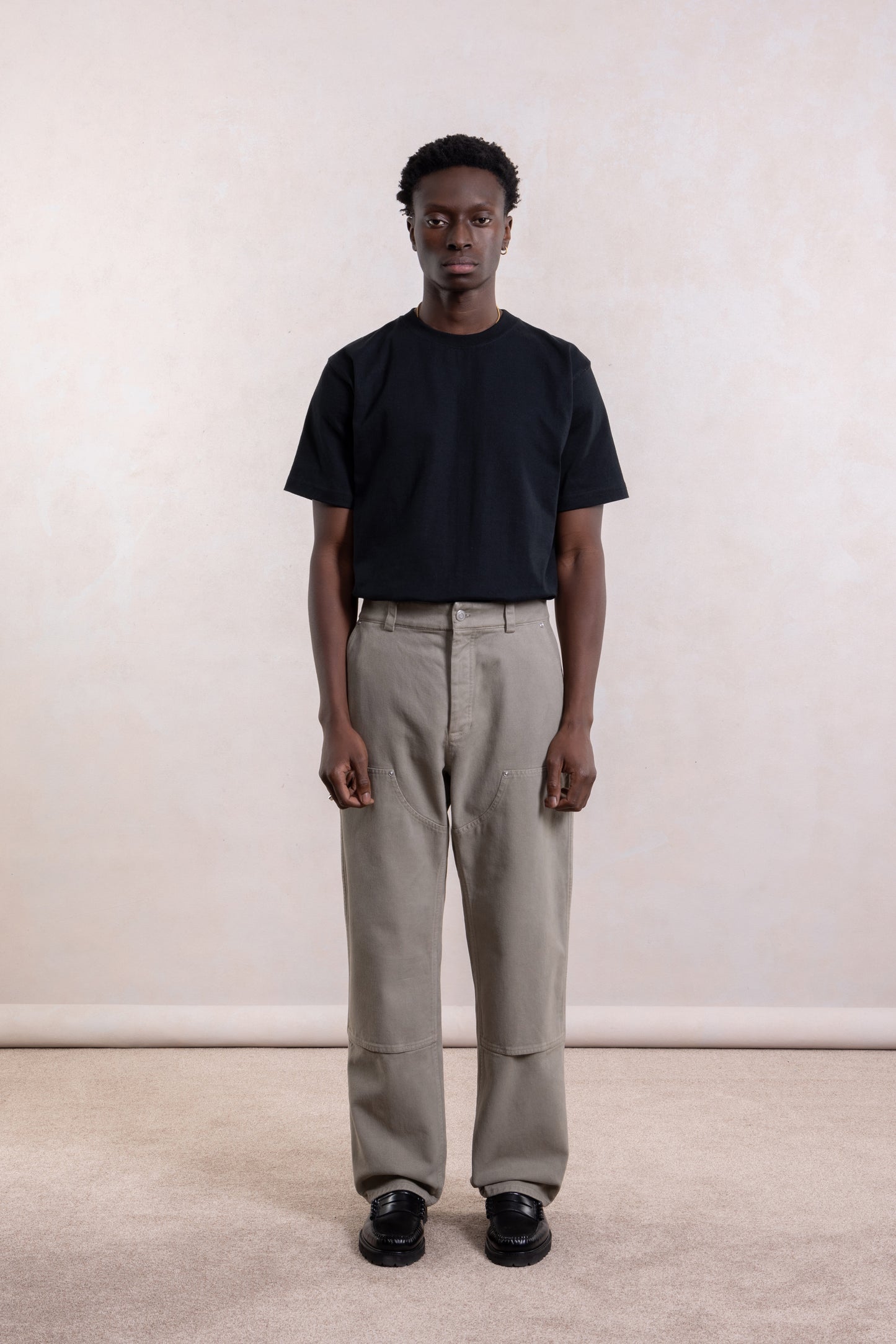 Soft Double Knee Pant - Sage Peached Cotton Twill