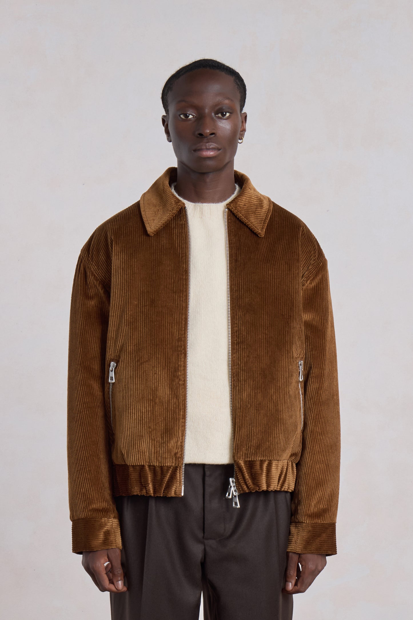 Exhibition Padded Jacket - Velours côtelé Marron