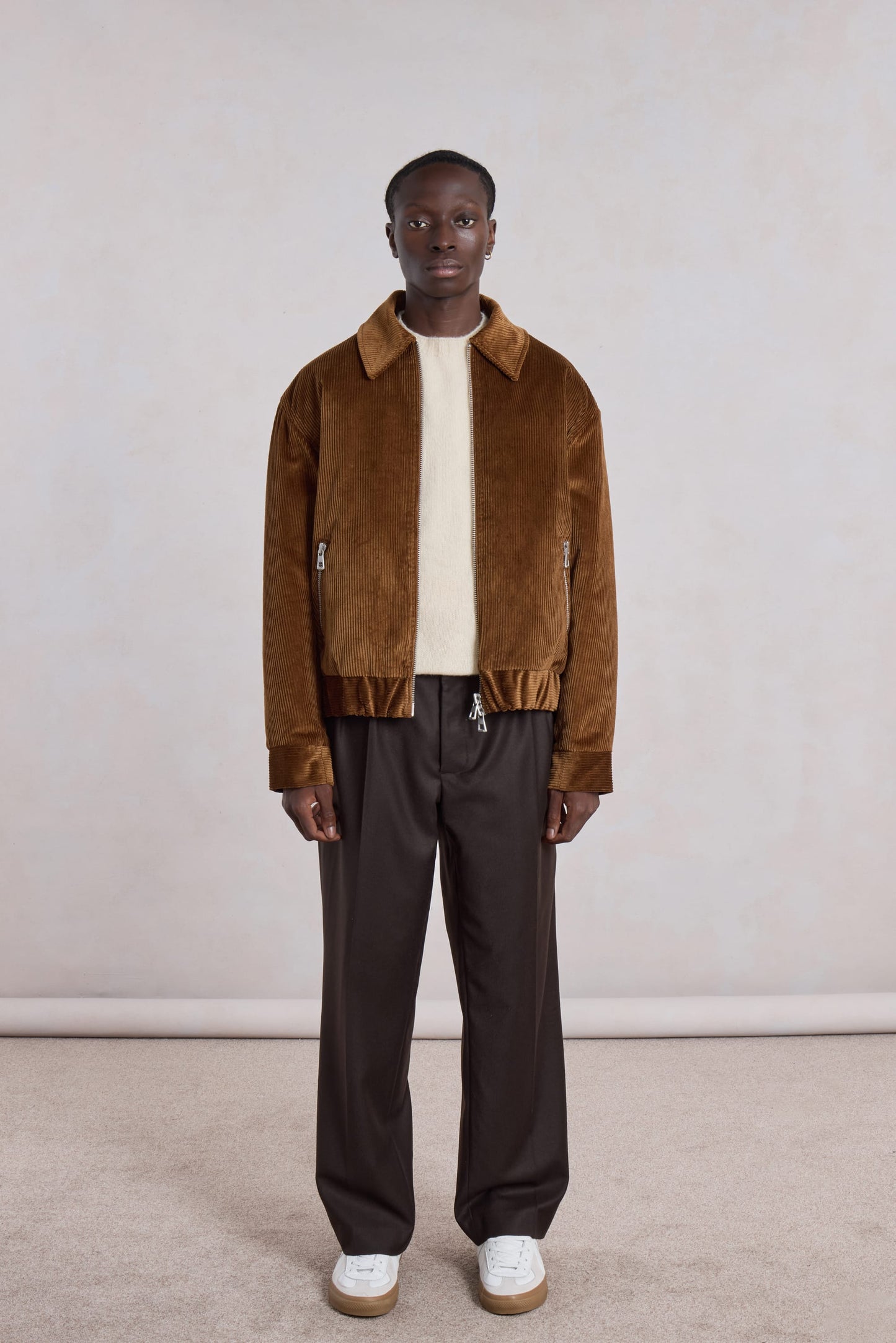 Exhibition Padded Jacket - Velours côtelé Marron