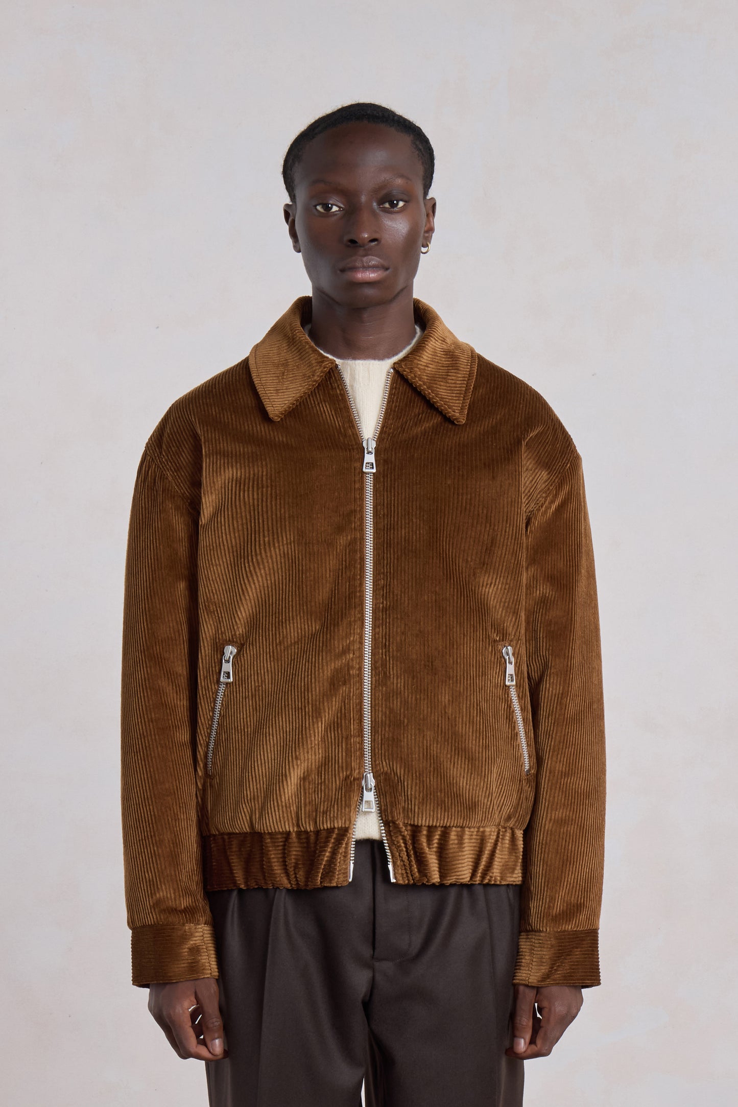 Exhibition Padded Jacket - Velours côtelé Marron