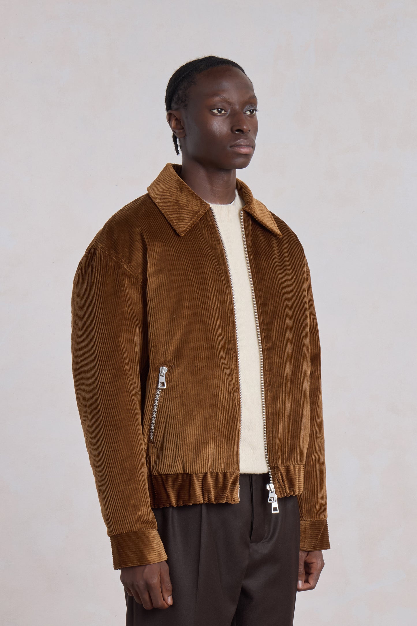 Exhibition Padded Jacket - Velours côtelé Marron