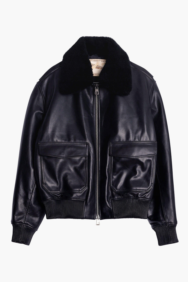 Flight Jacket leder - Zwart