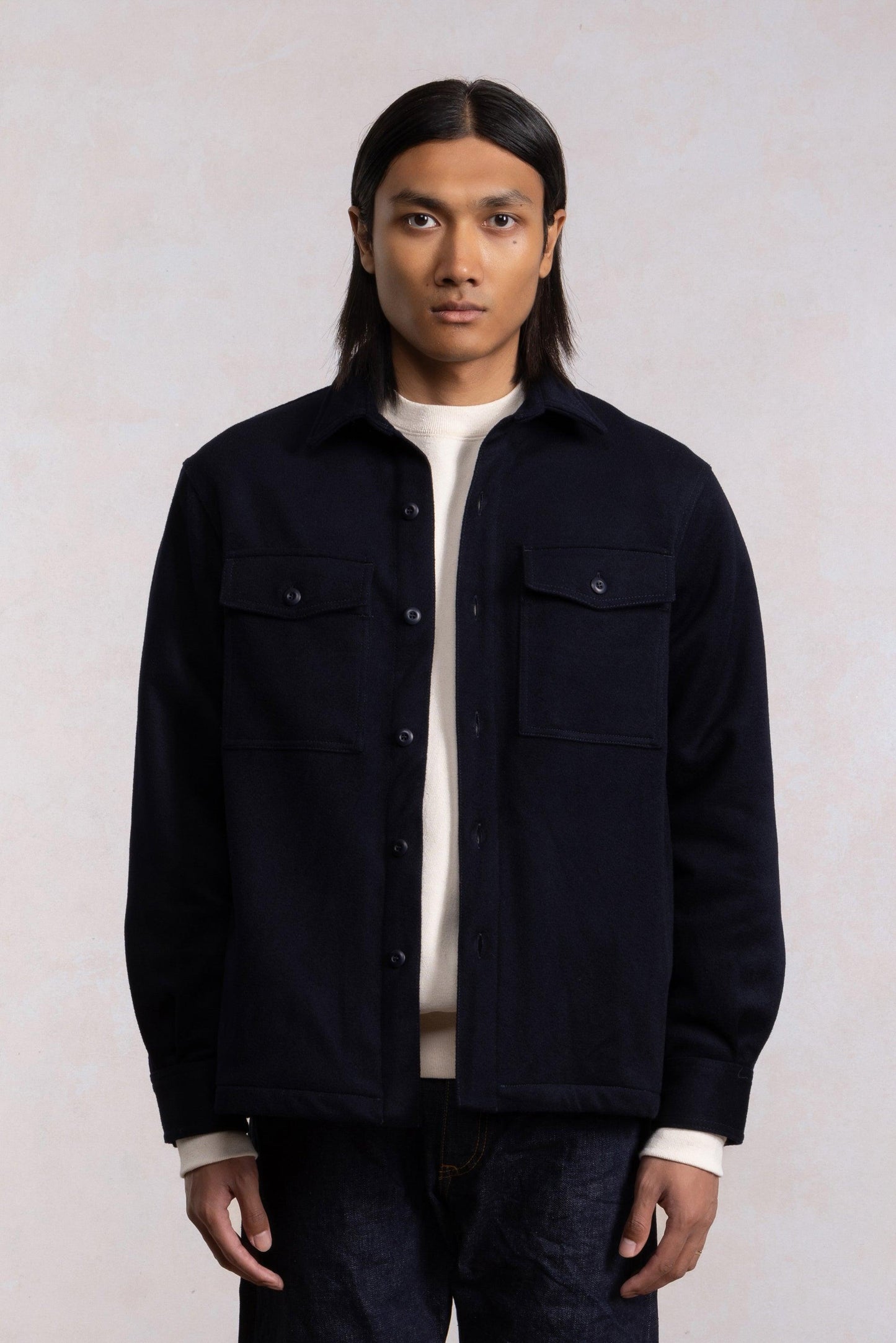 Military Field Jacket - Navy Blue Wool