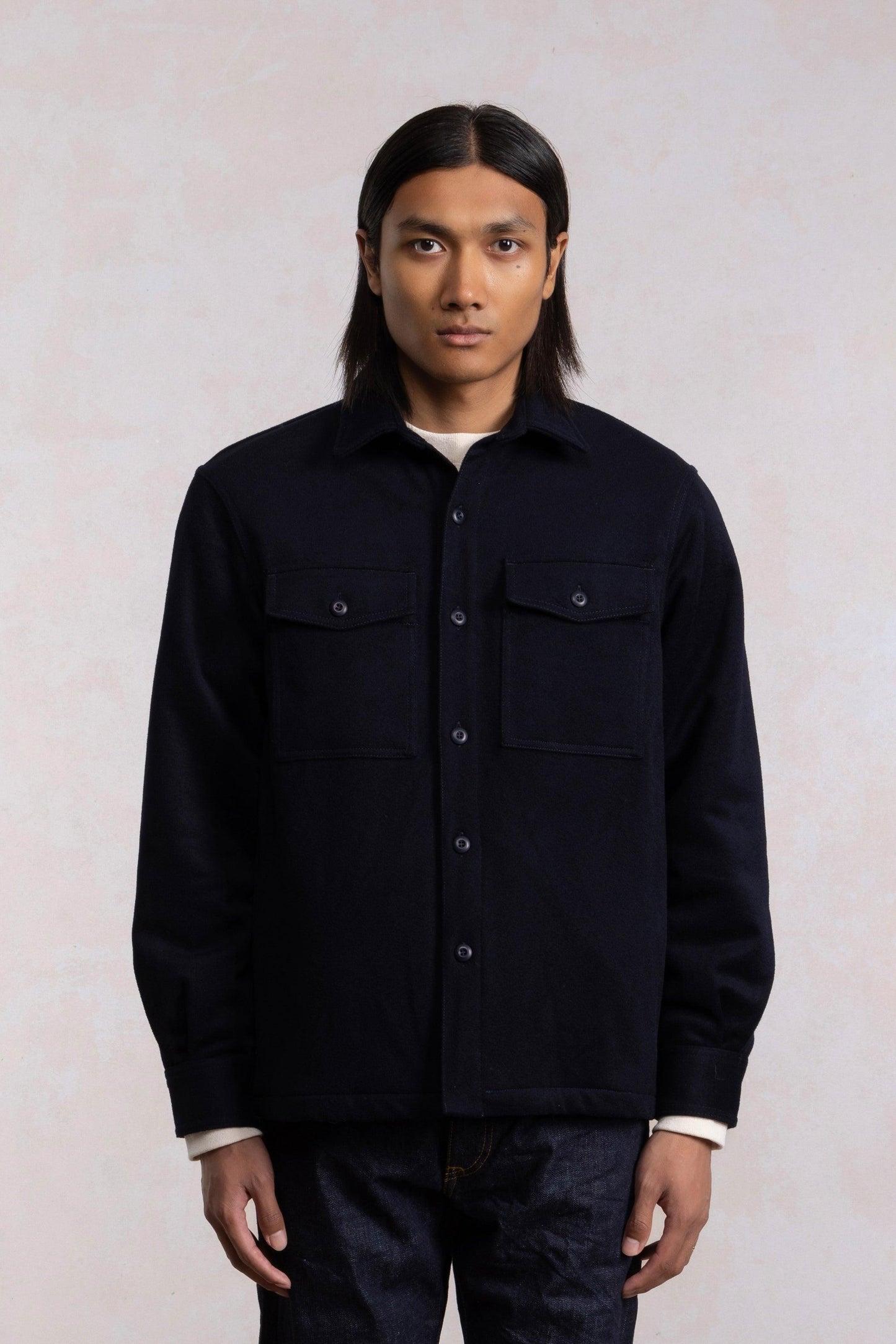 Military Field Jacket - Navy Blue Wool
