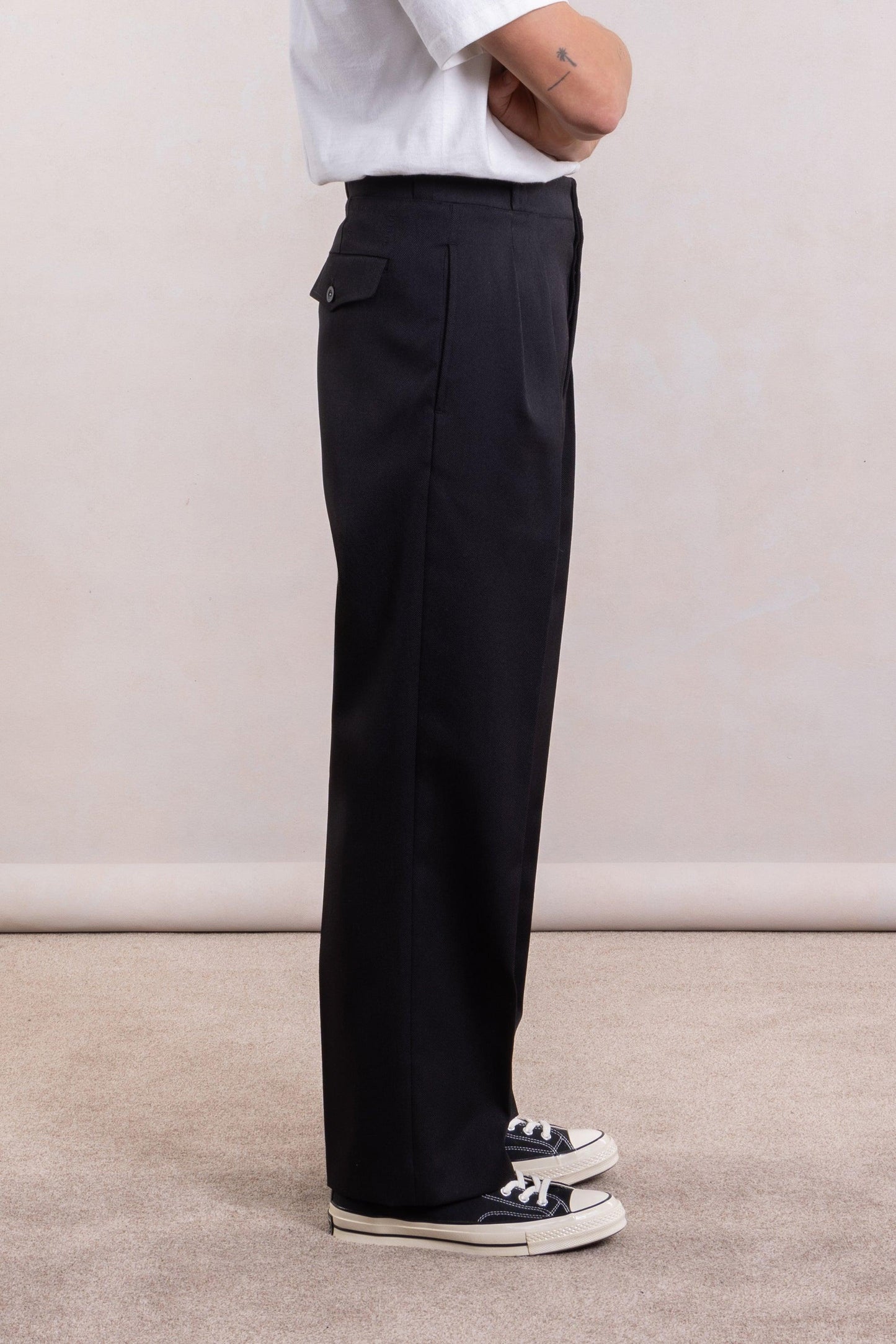 Pantalon French Military - Gabardine de Laine Noir