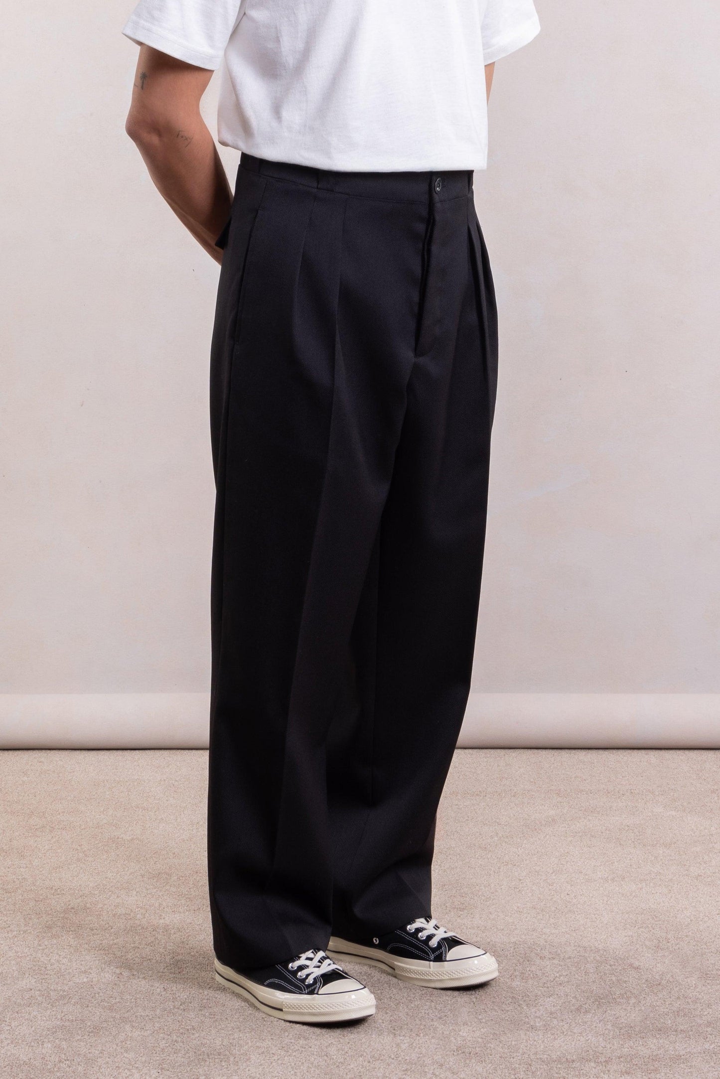 Pantalon French Military - Gabardine de Laine Noir