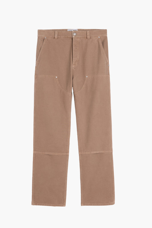 Pantalon Soft Double Knee - Twill de coton 'Peached' Tabac