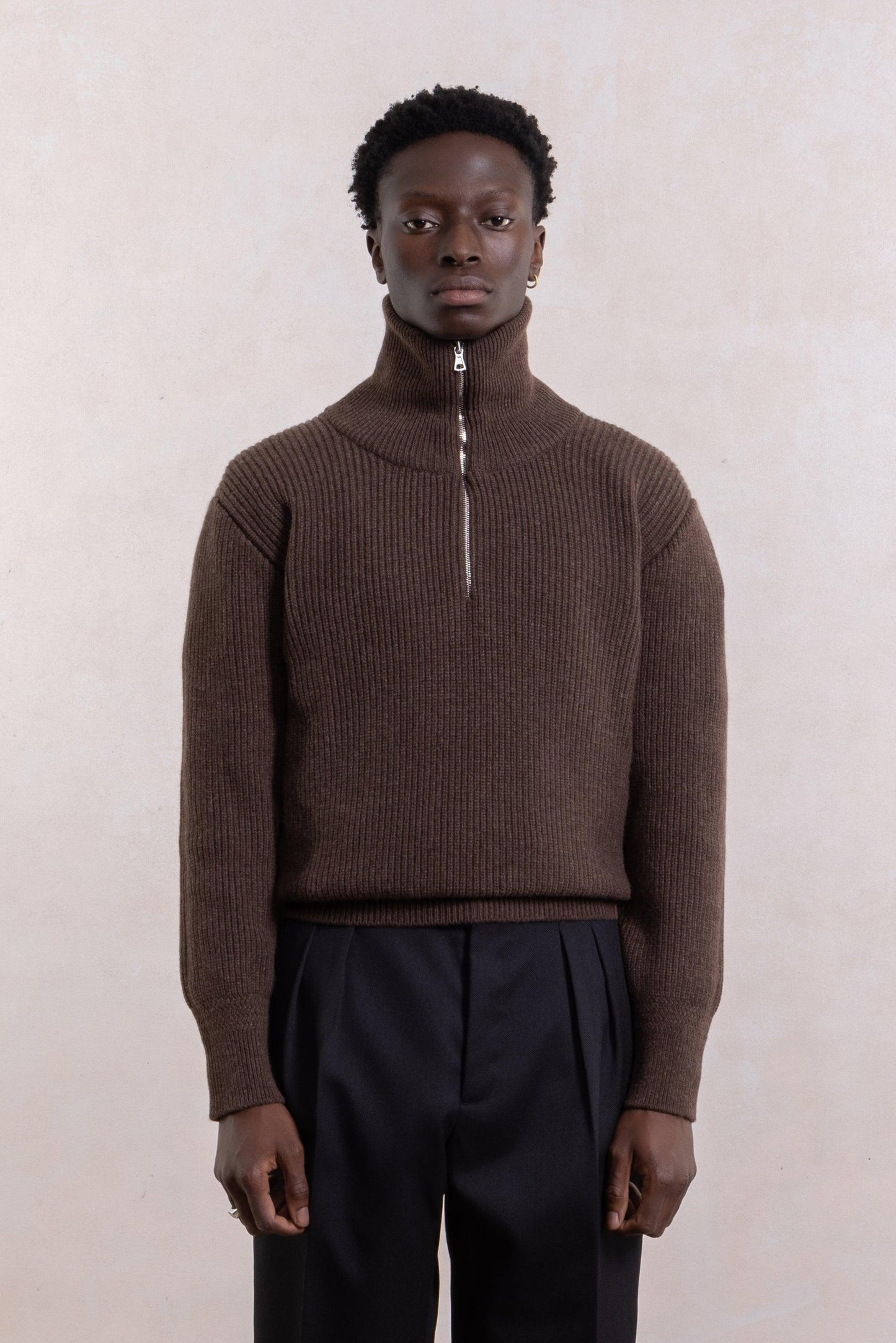 Sailor sweater en laine d'agneau - Marron