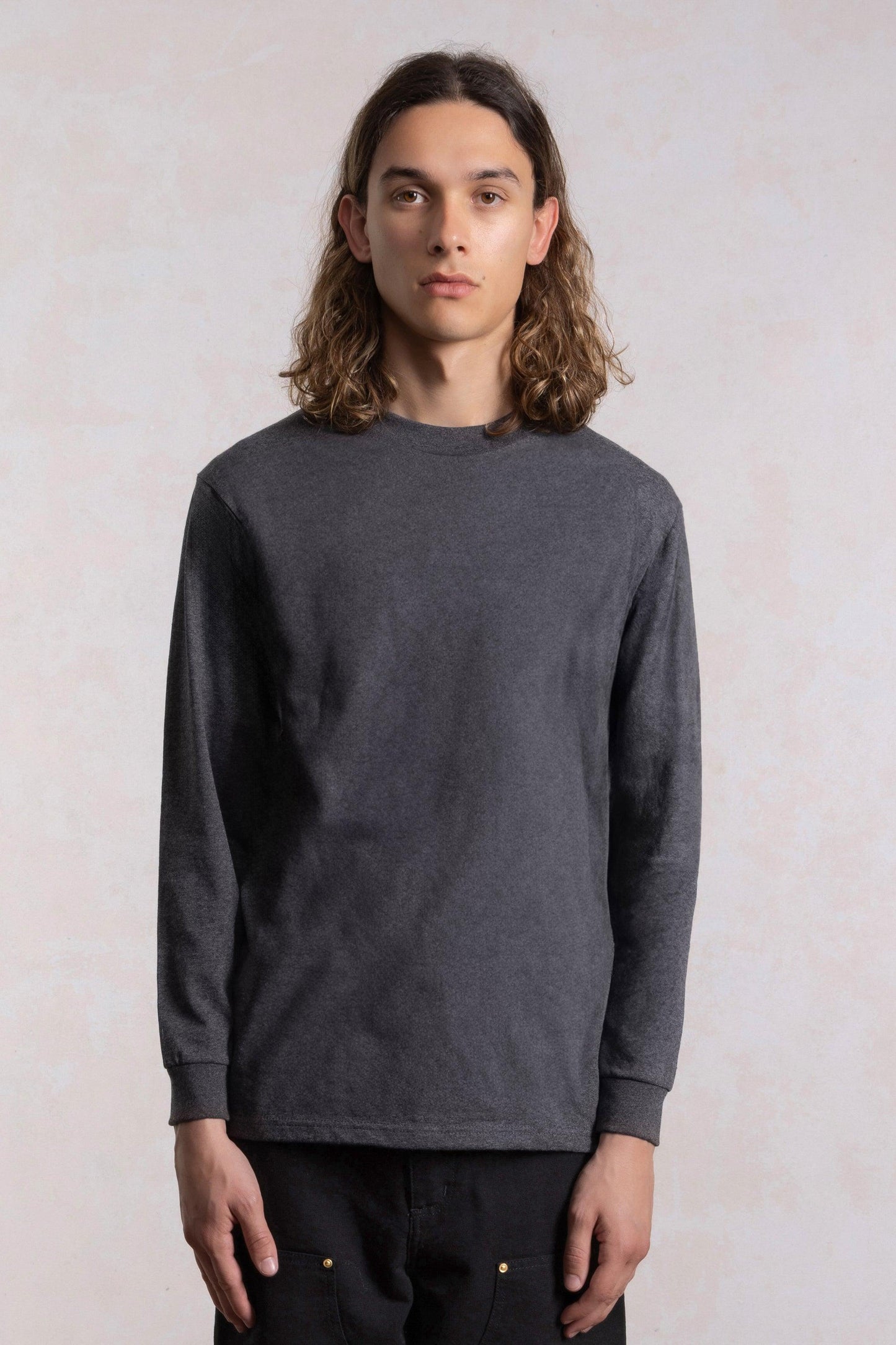 T-shirt Heavyweight Manches Longues - Gris chiné anthracite