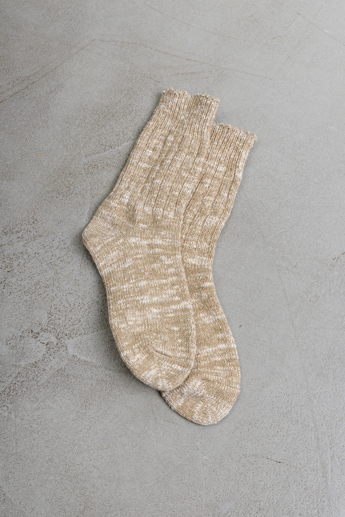 Crew Slub Socks Beige