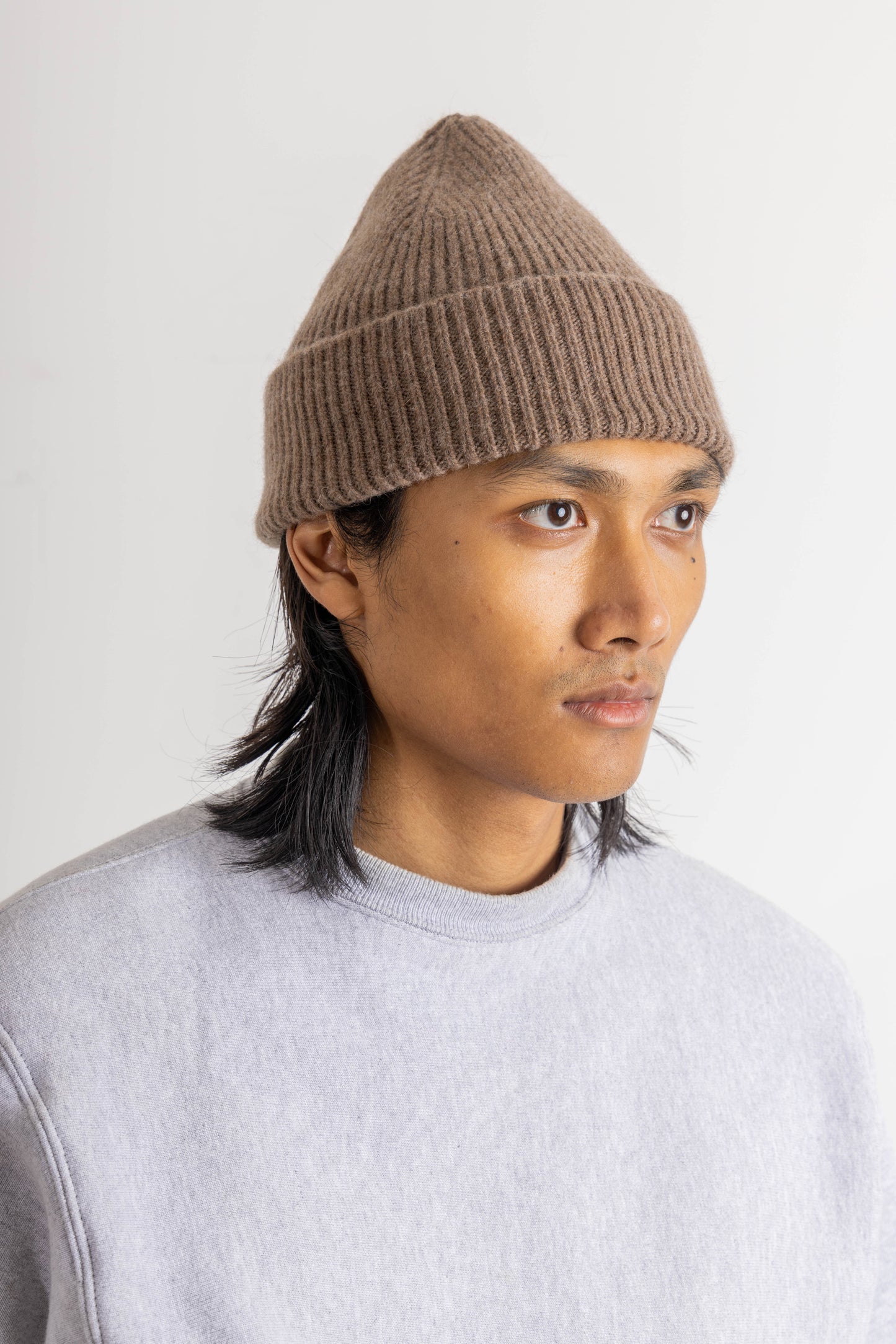 Brown wool beanie