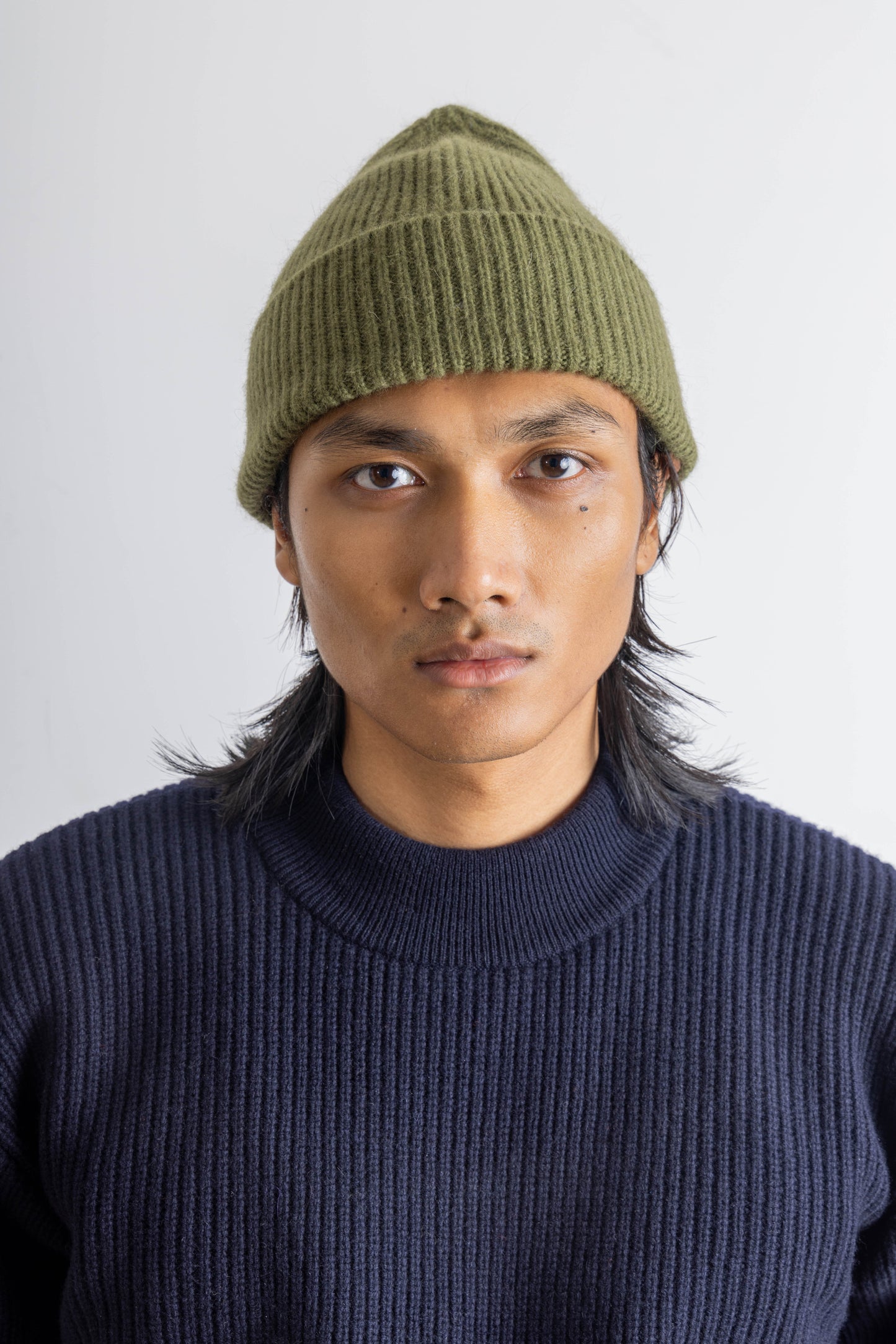 Military green wool beanie